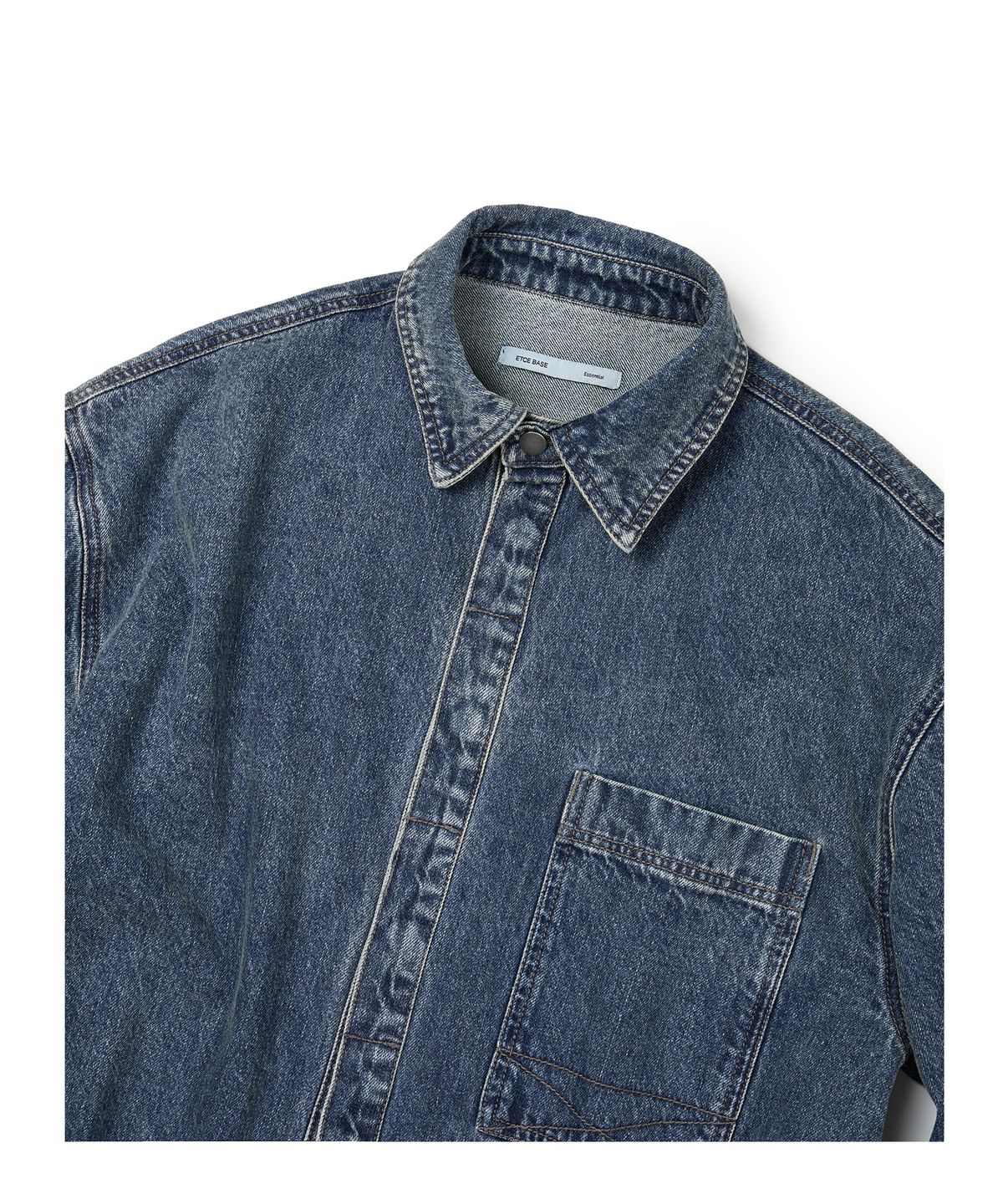 이티씨이(ETCE) (BASE) WASHED DENIM SHIRTS (BLUE)