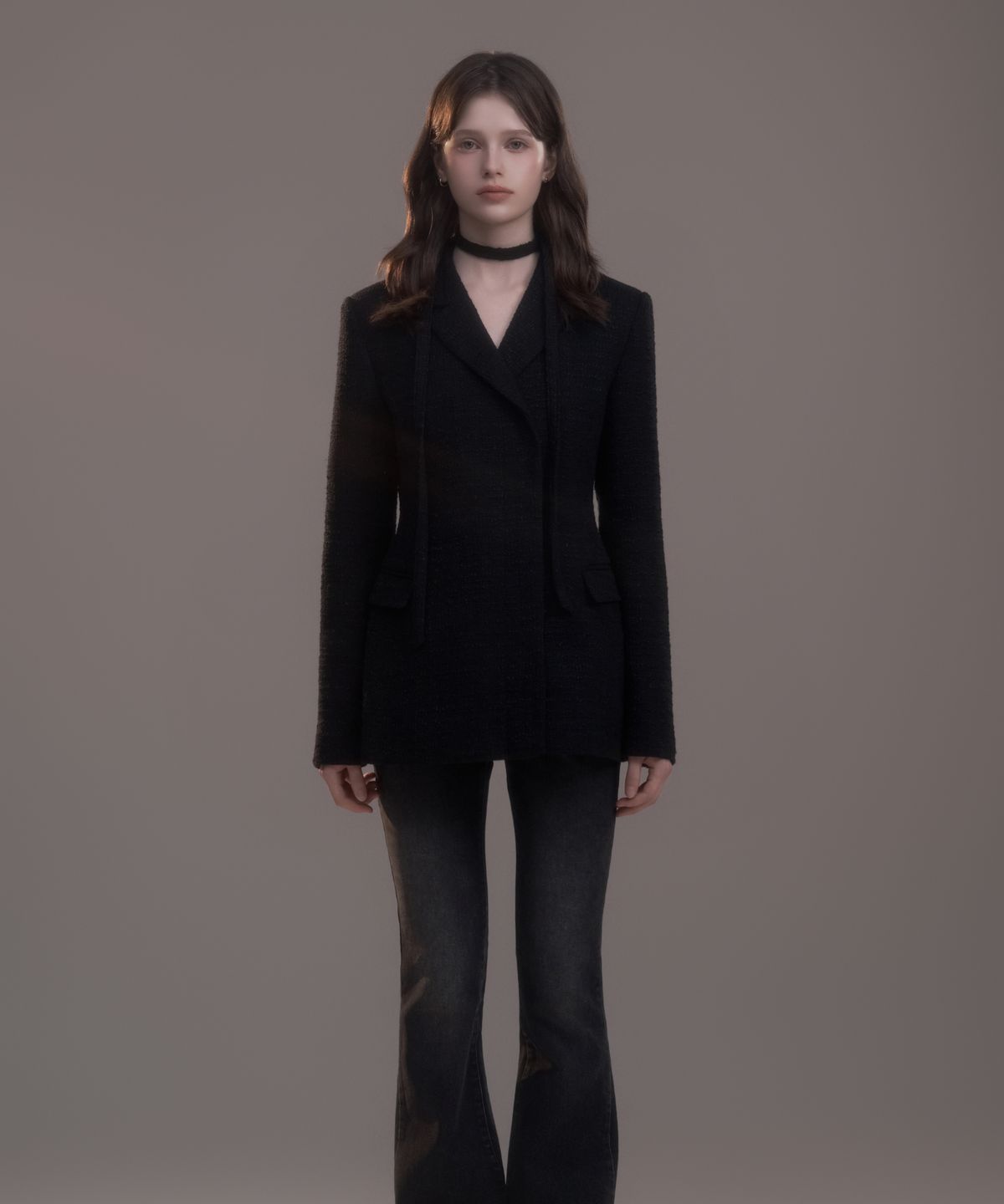 마우솔레움(MAU SOLEUM) Emma String Jacket - Tweed Black