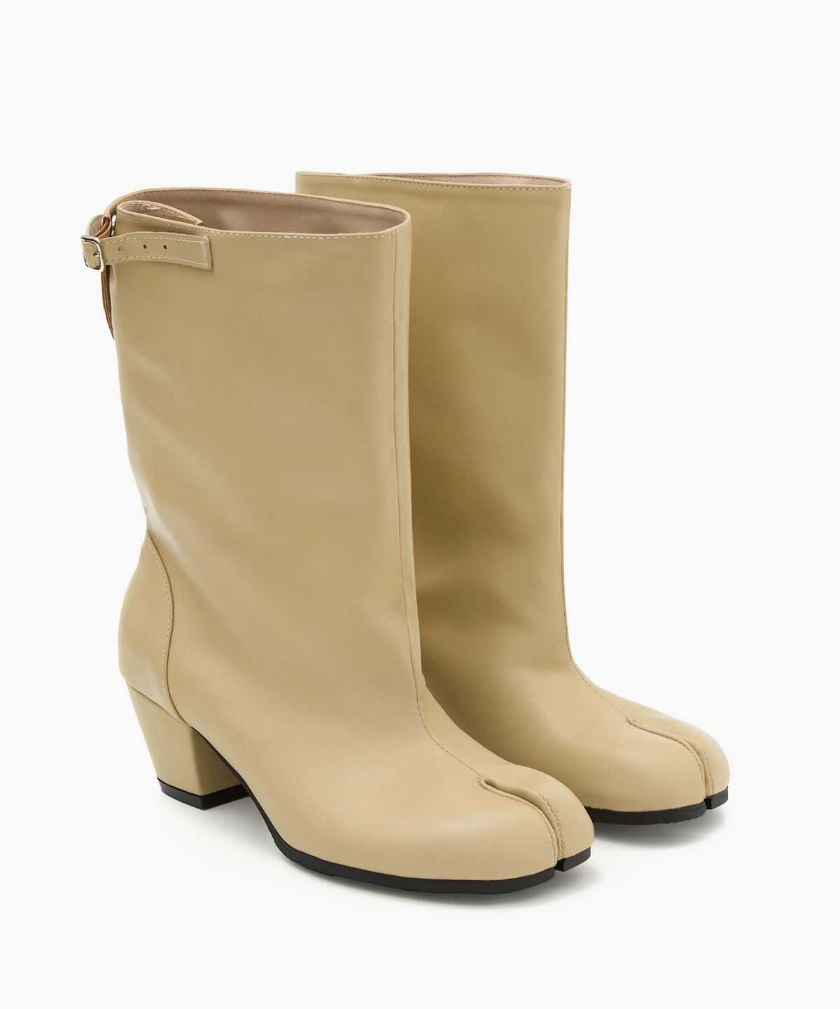 페이즈(PAES) Wide Buckle Tabi Boots / Lemon Beige