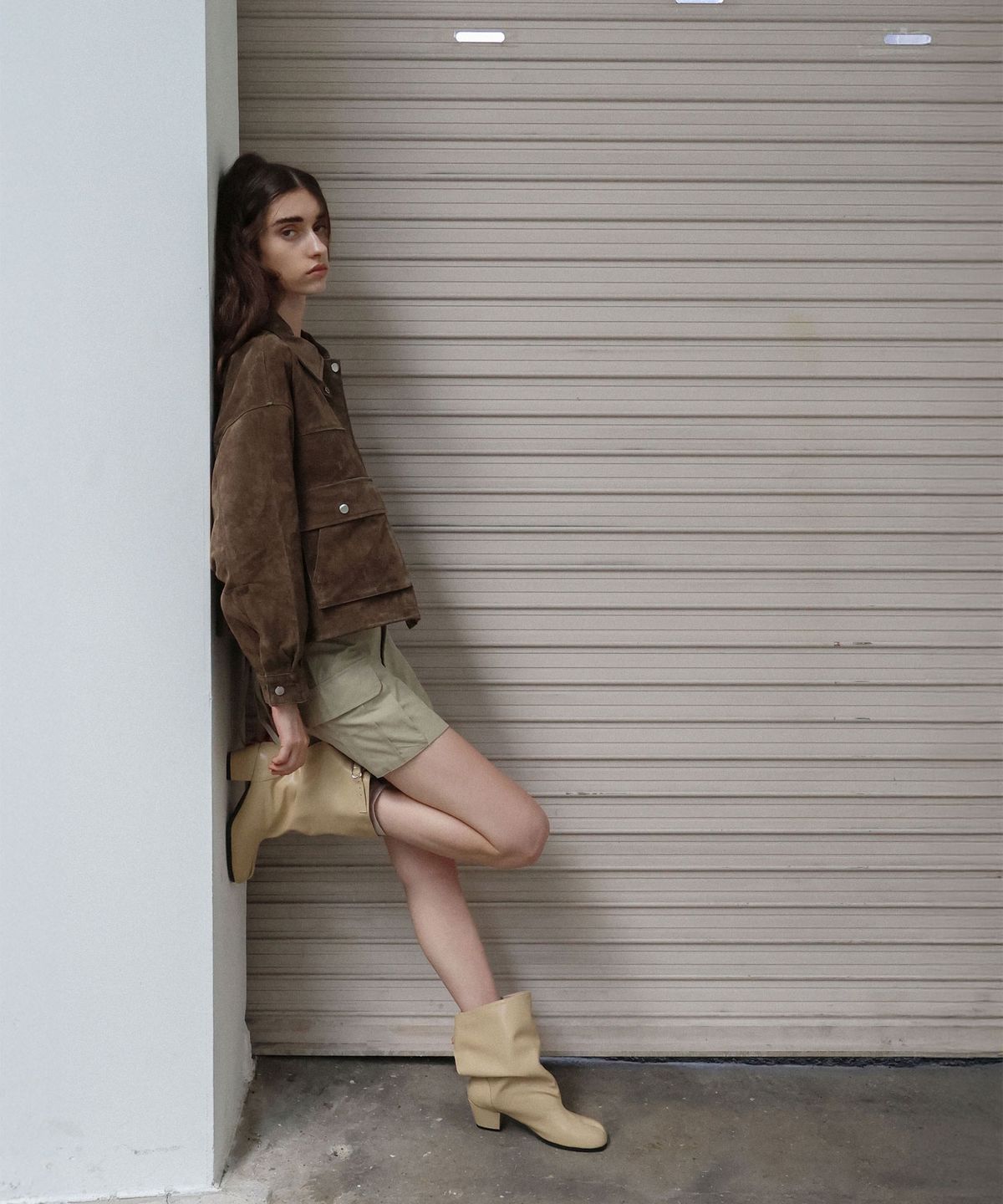 페이즈(PAES) Wide Buckle Tabi Boots / Lemon Beige