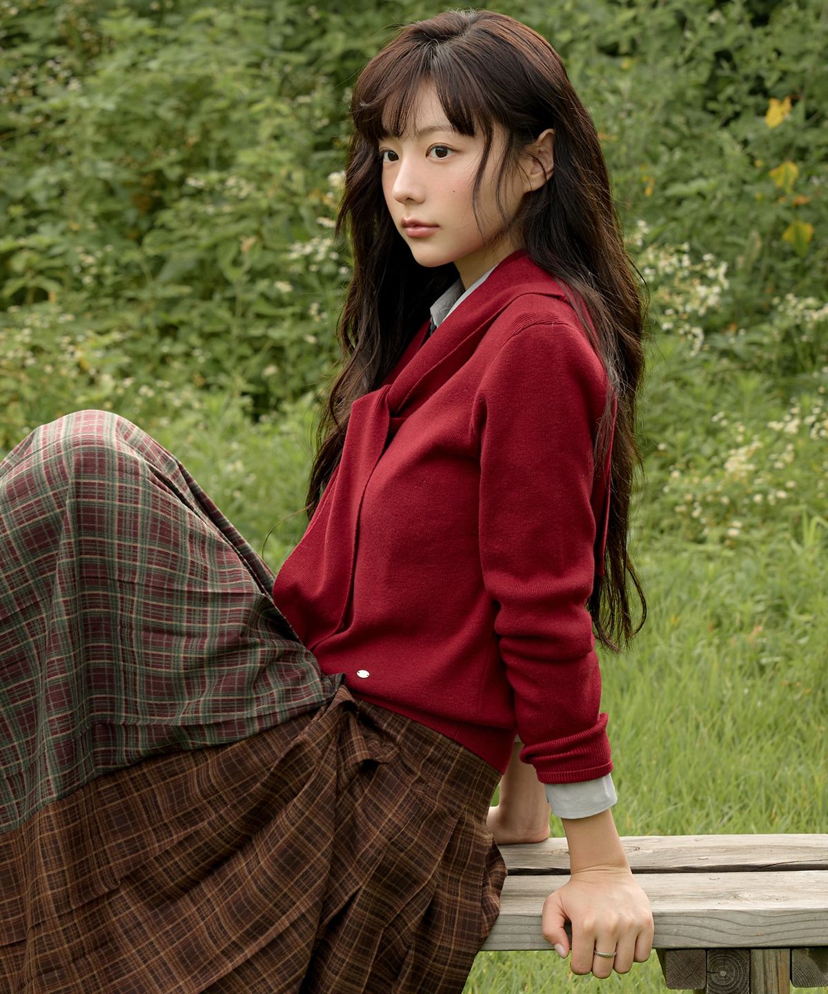 올리브 데 올리브(OLIVE DES OLIVE) 실크혼방 머플러세트 풀오버 OK5AP8190