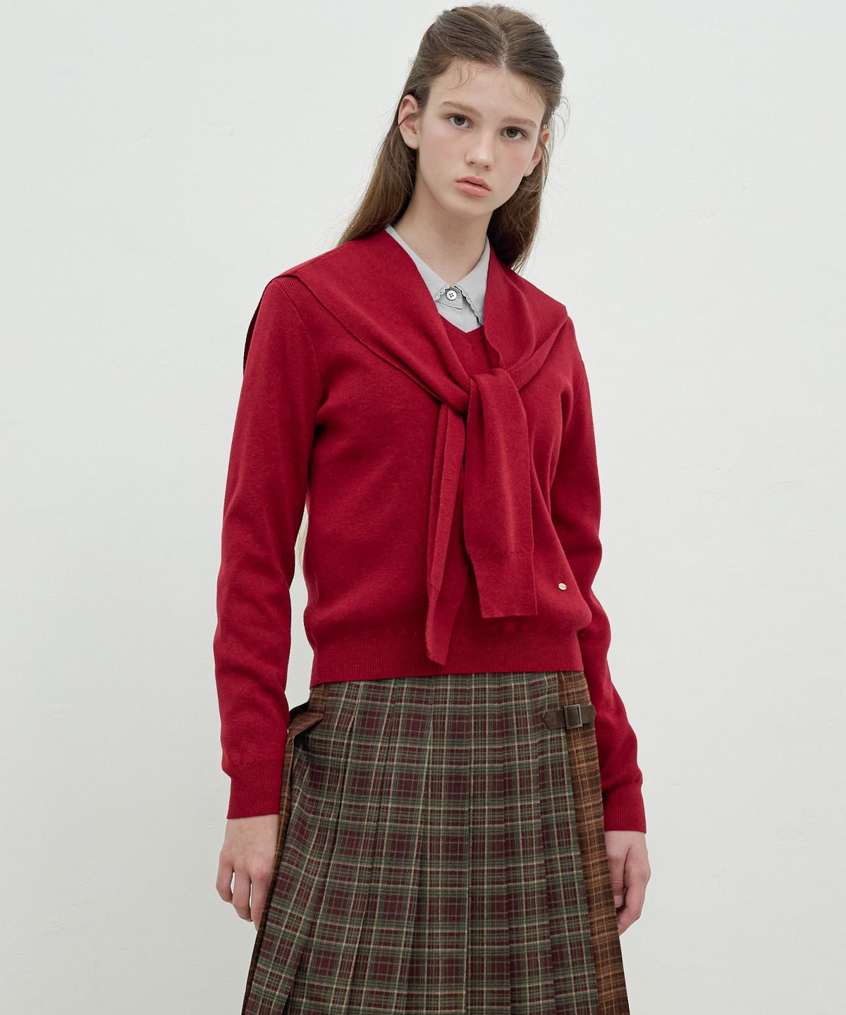 올리브 데 올리브(OLIVE DES OLIVE) 실크혼방 머플러세트 풀오버 OK5AP8190