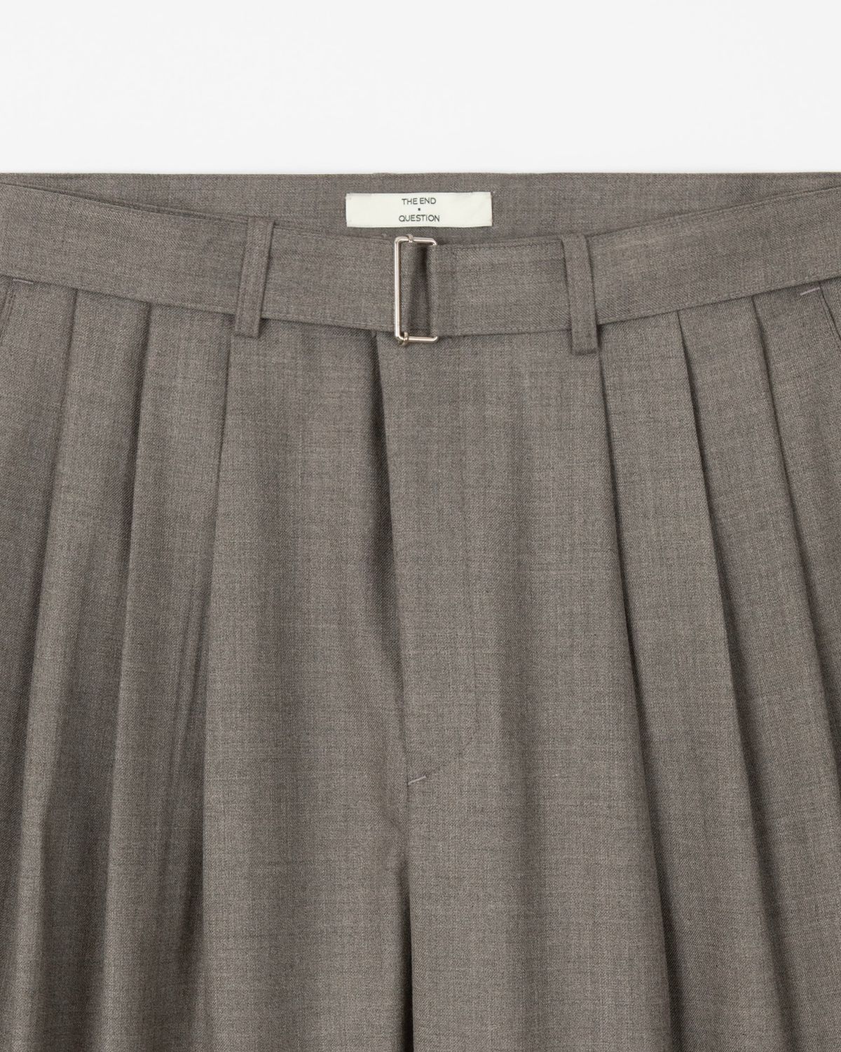 디앤드퀘스천(THEENDQUESTION) Wool belt tuck pants / BROWN