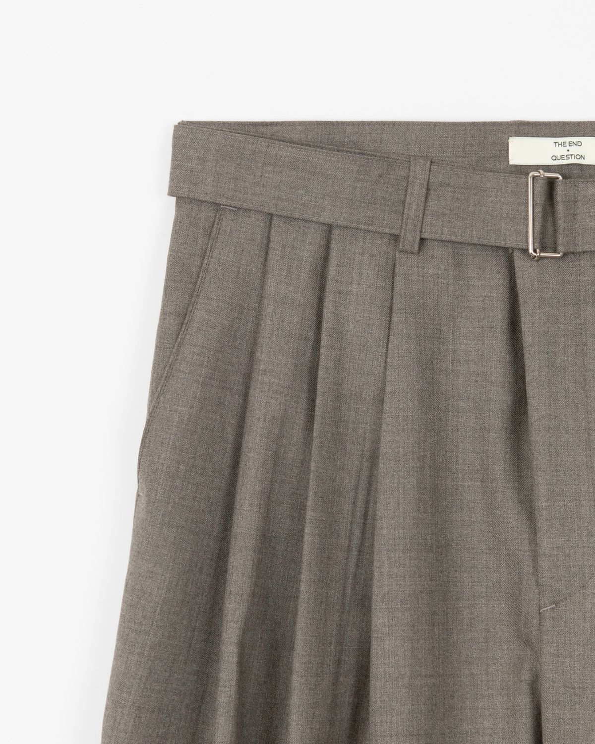 디앤드퀘스천(THEENDQUESTION) Wool belt tuck pants / BROWN