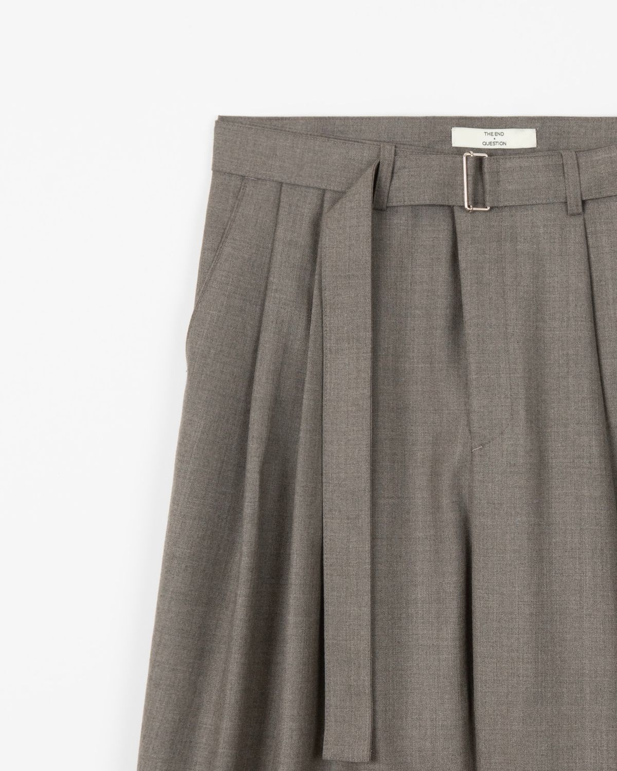 디앤드퀘스천(THEENDQUESTION) Wool belt tuck pants / BROWN