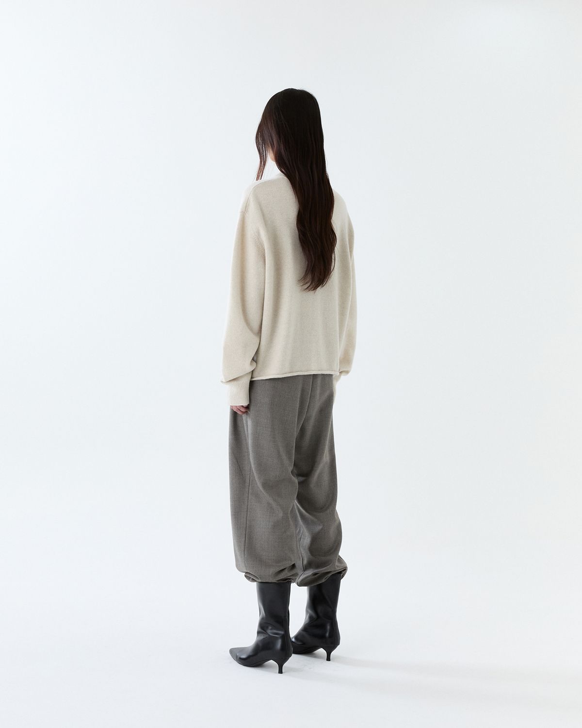 디앤드퀘스천(THEENDQUESTION) Wool belt tuck pants / BROWN