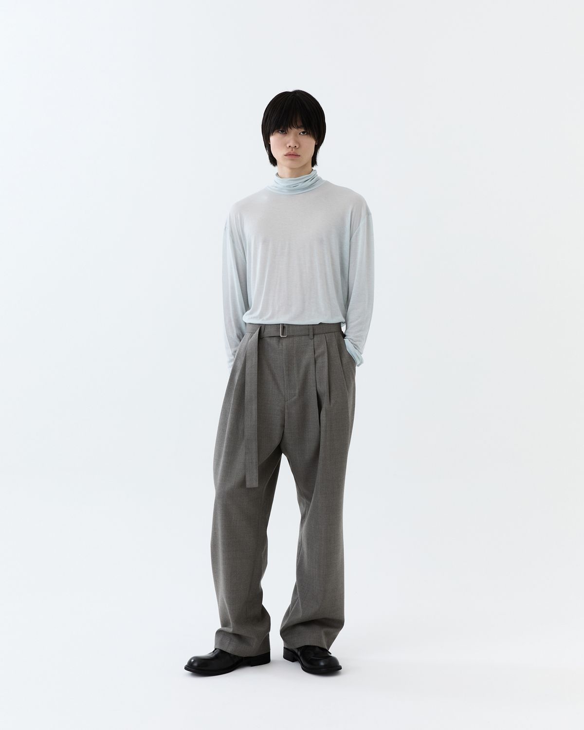 디앤드퀘스천(THEENDQUESTION) Wool belt tuck pants / BROWN