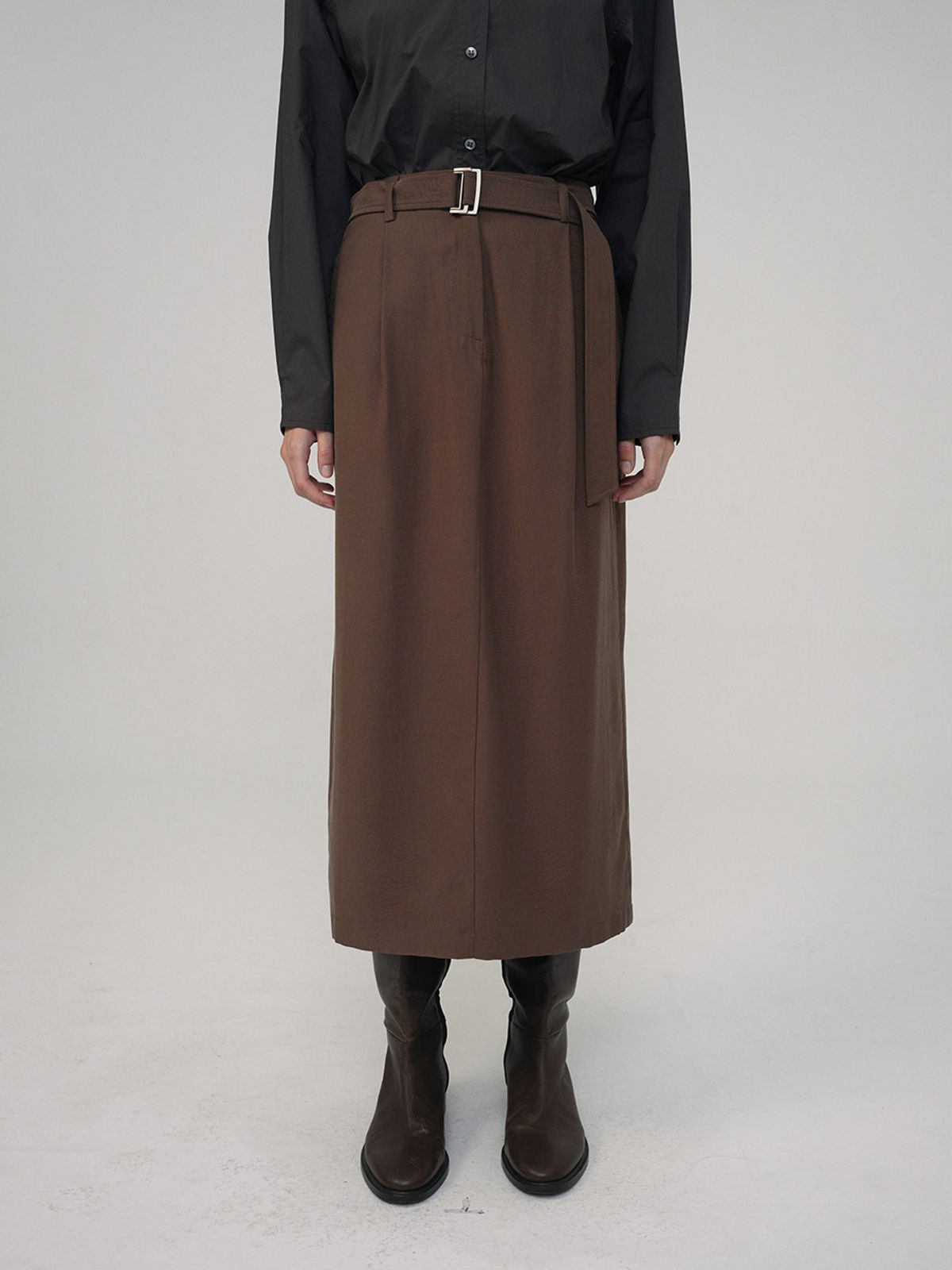 헌치(HUNCH) Pin-Tuck Long Skirt (2color)