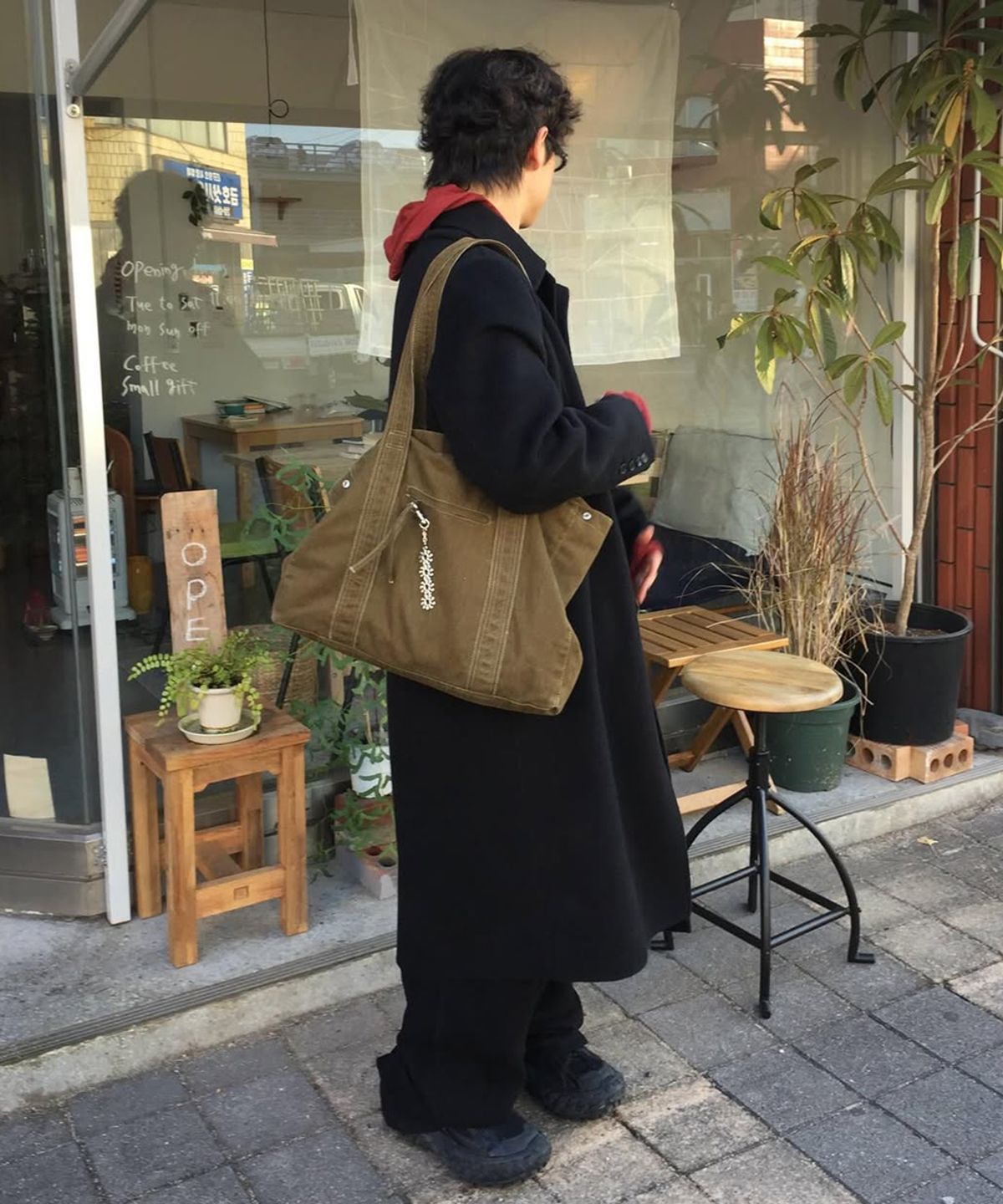 인템포무드(INTEMPOMOOD) 코브 워시드 쇼퍼백_샌드