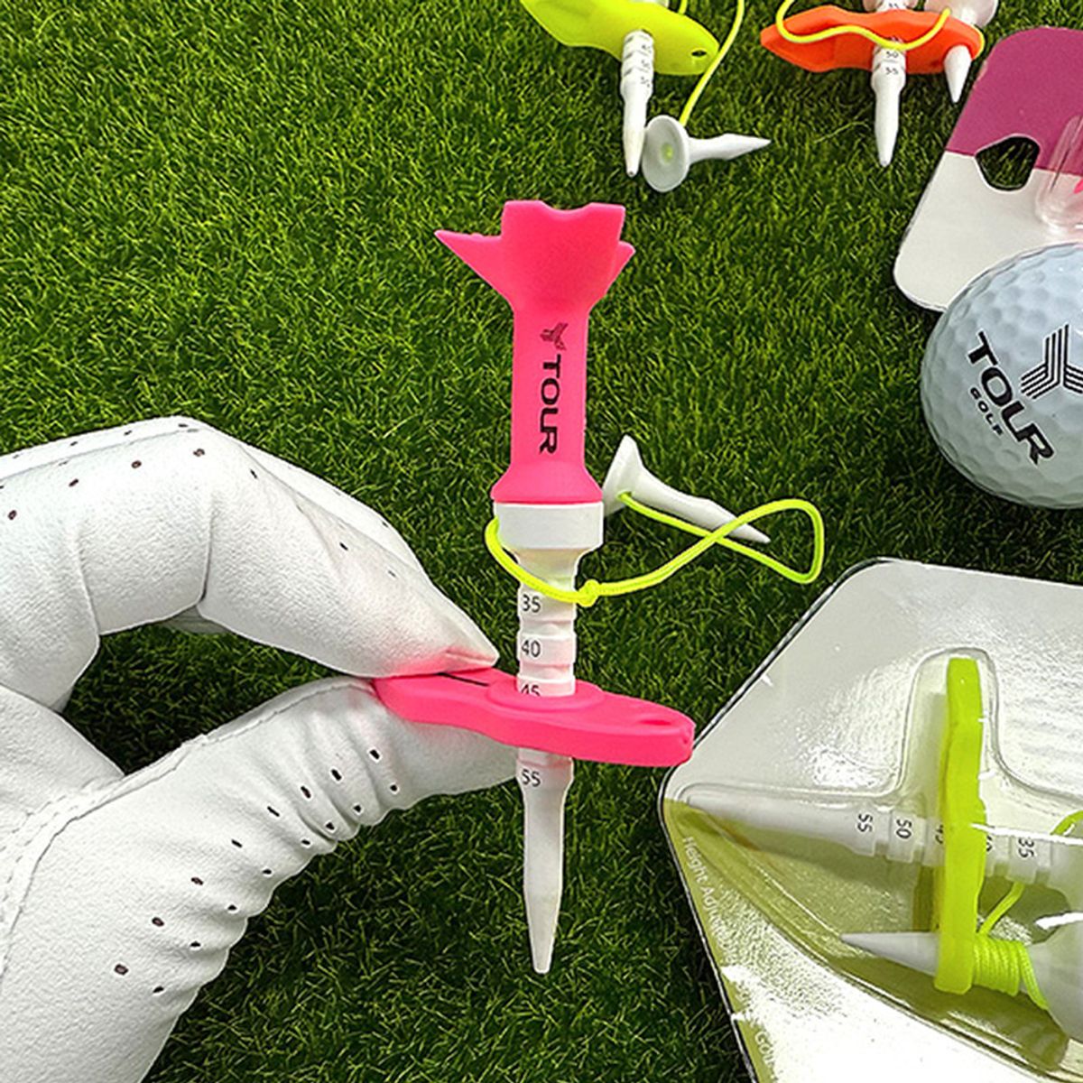 투어골프(TOURGOLF) 필드용품 높이조절 마그네틱 네온 골프티