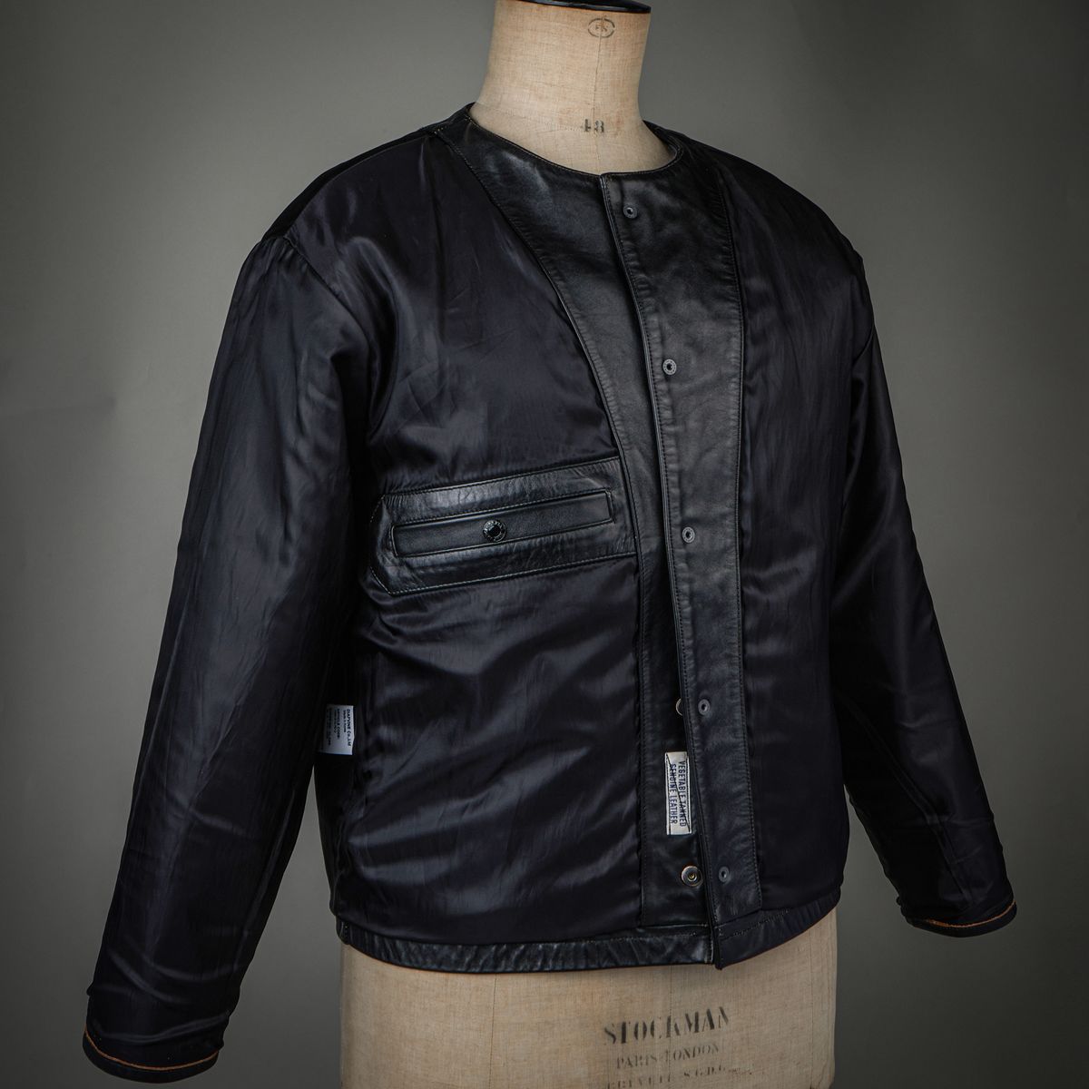 디아프바인(DIAFVINE) DV.LOT 716 Collarless Leather jacket -Washed-