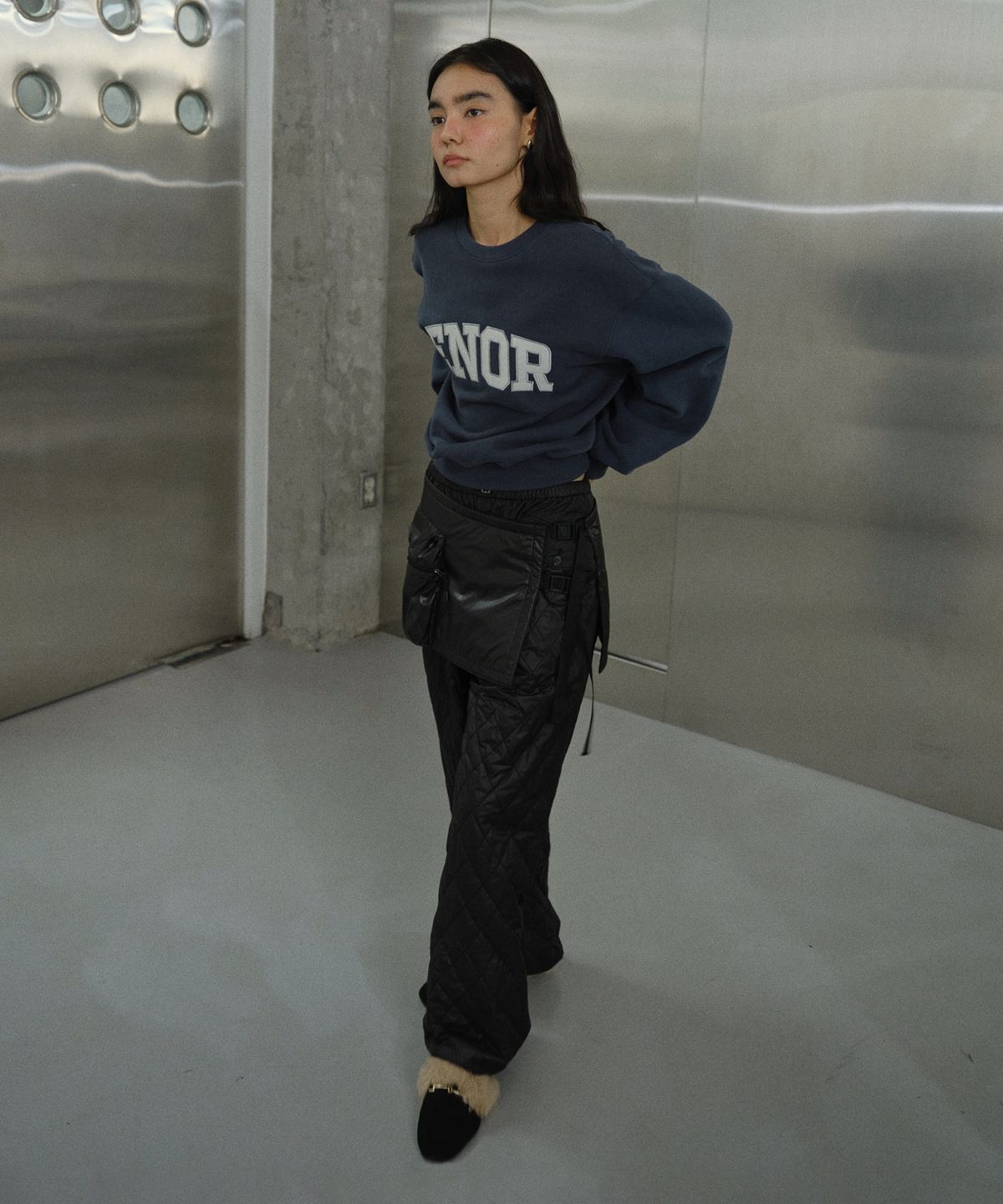 엔오르(EN OR) [CORE] QUILTED BANDING PANTS - BLACK