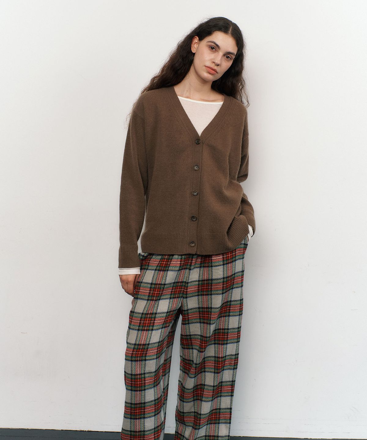 아템포(ATEMPO) RACCOON WOOL KNIT CARDIGAN / khaki brown