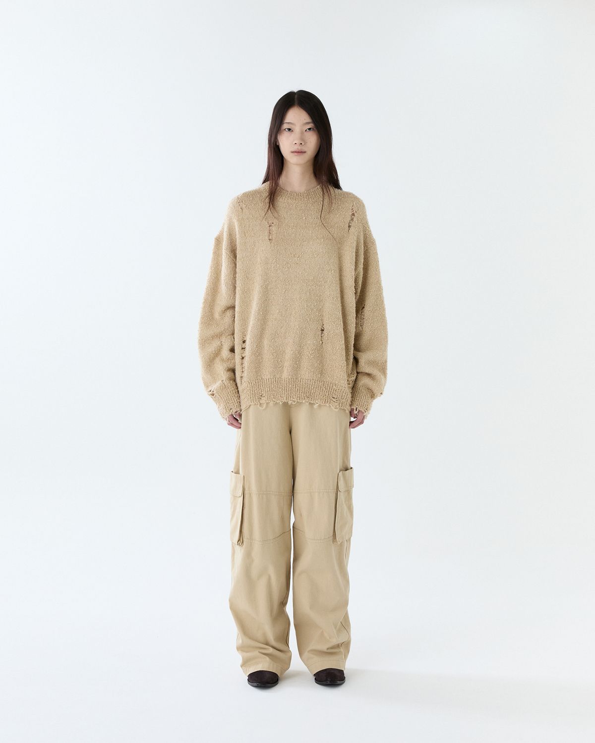 디앤드퀘스천(THEENDQUESTION) Washed cotton cargo pants / BEIGE
