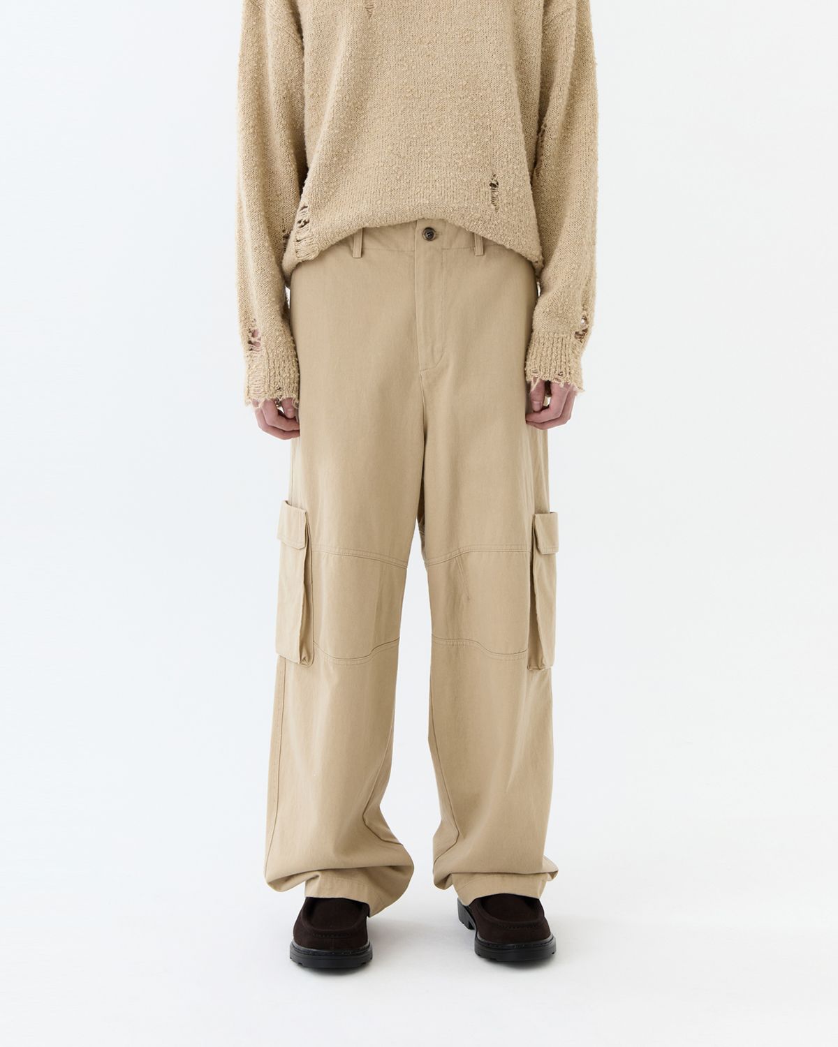 디앤드퀘스천(THEENDQUESTION) Washed cotton cargo pants / BEIGE