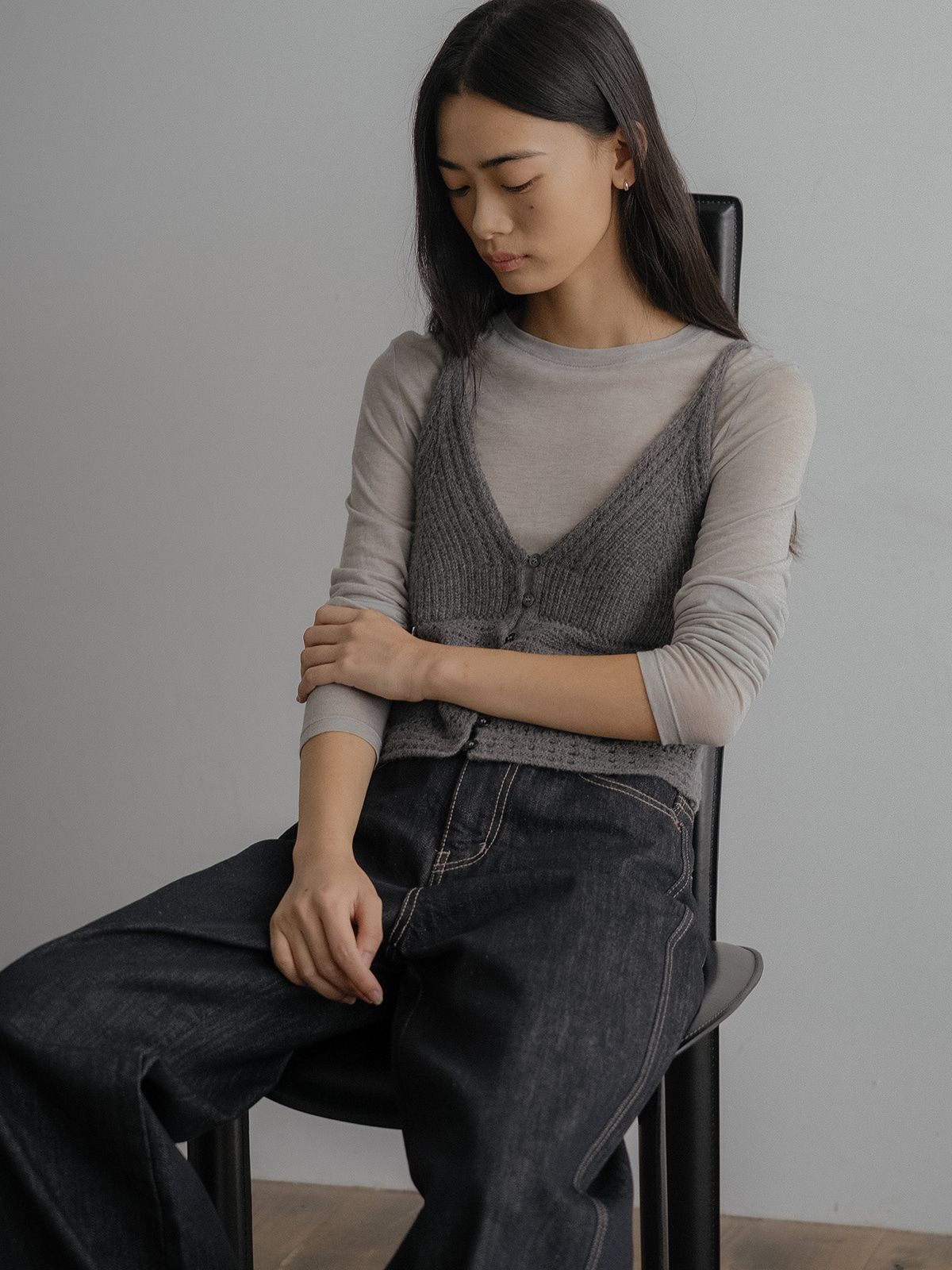 프리버07(FRIVER07) Button point knit bustier [FRFA02NT01]_2color