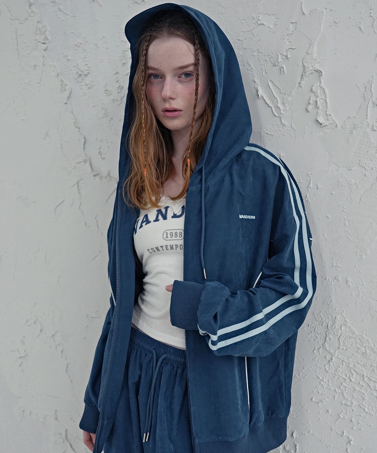 어반드레스(AVANDRESS) [SET] Bliss Hood Zip-up + Unisex Bliss Suede Wide Pants
