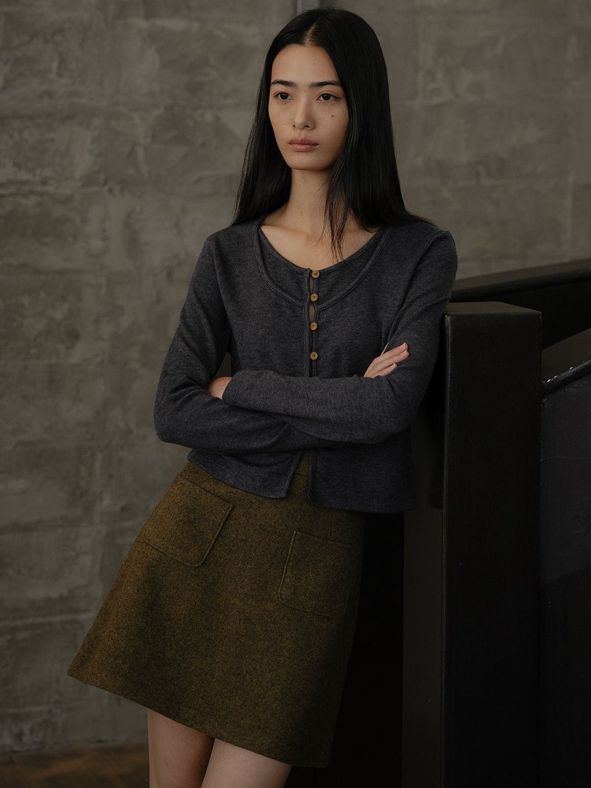 프리버07(FRIVER07) Button round neck cardigan [FRFA02CD03]_2color