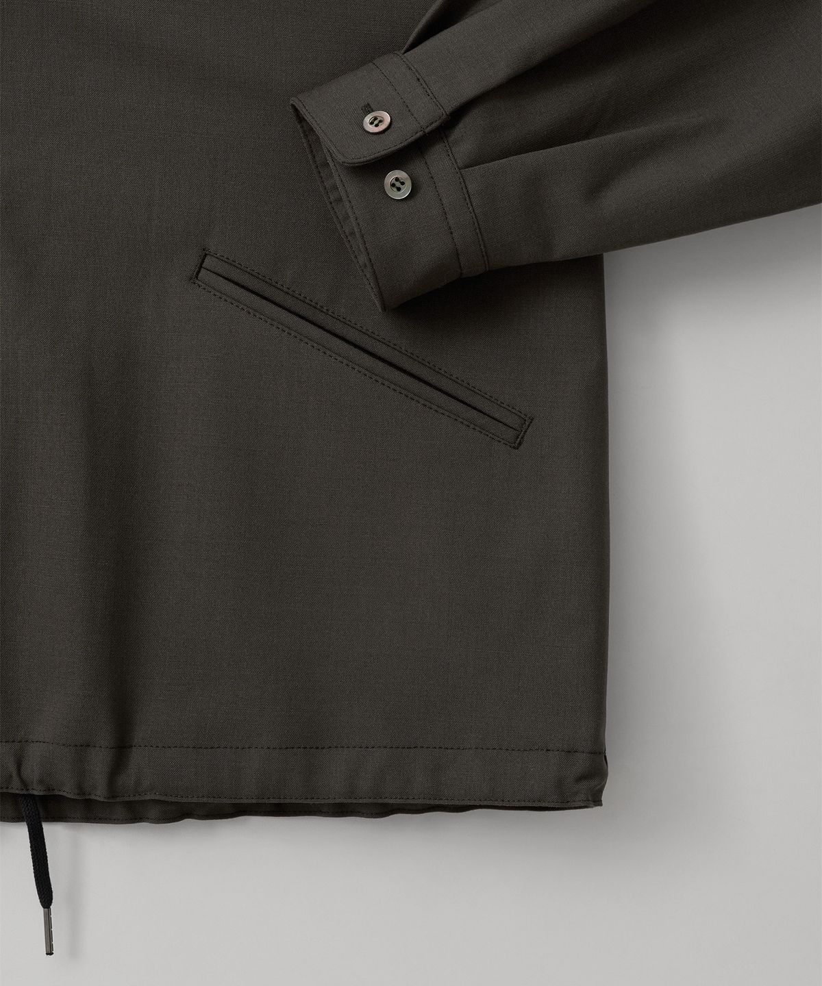어나더 오피스(ANOTHER OFFICE) Tropical-Wool Coach Jacket (Dark oak)