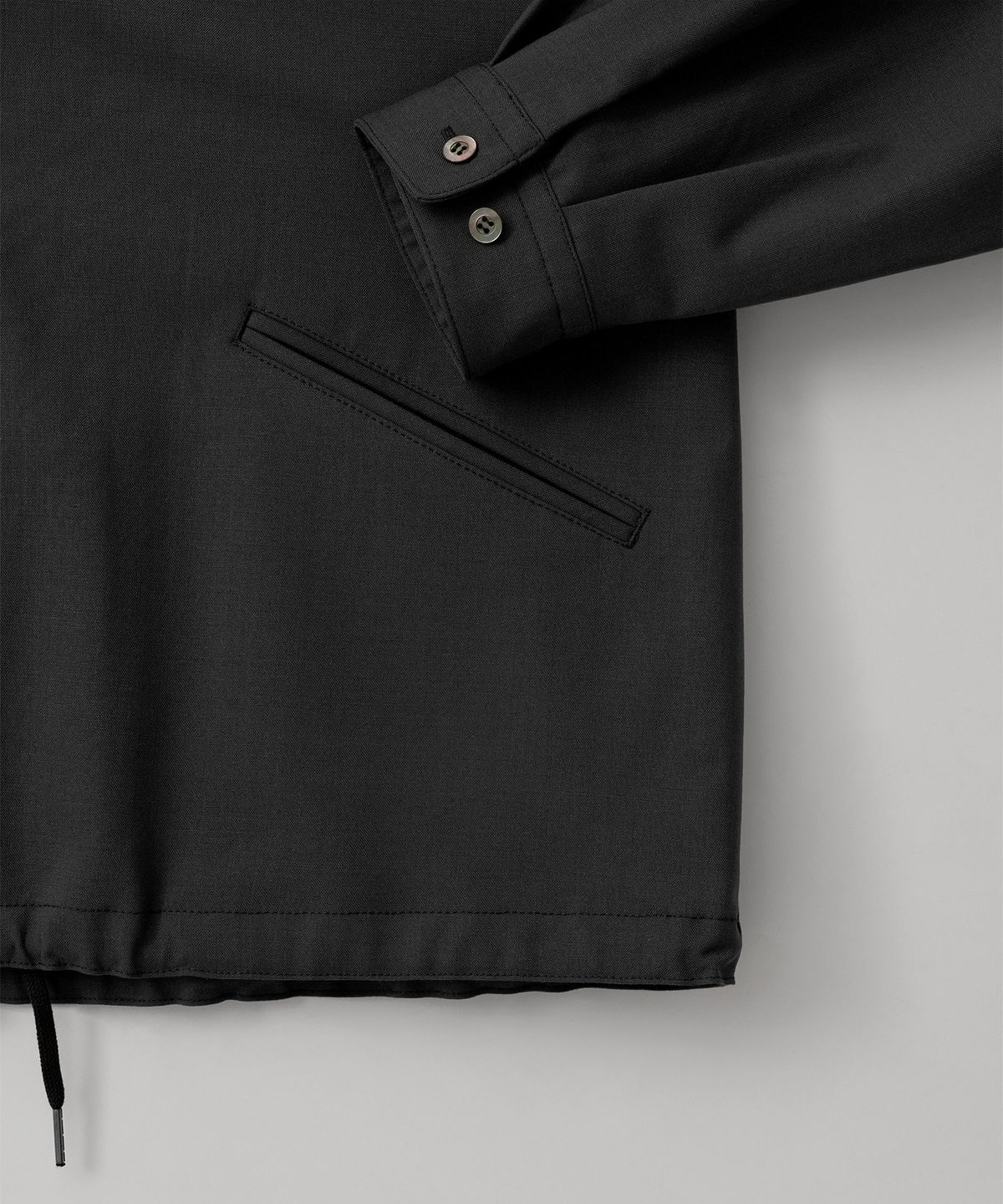 어나더 오피스(ANOTHER OFFICE) Tropical-Wool Coach Jacket (Almost black)