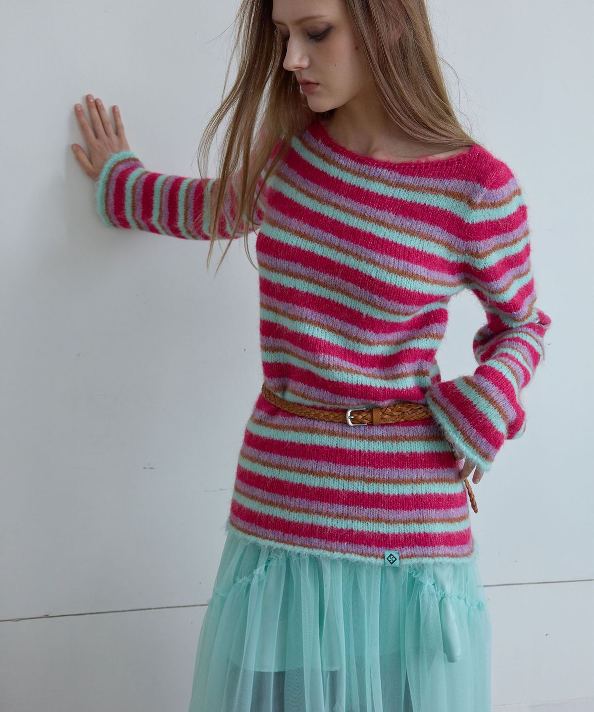 헤레틱(HERETIC) STRIPE HAIRY KNIT / pink