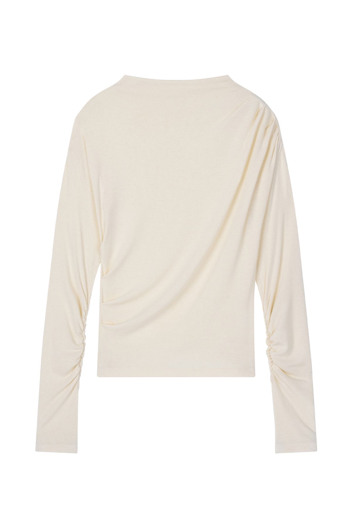 미드앤로우(MIDNLOW) Mock Neck Draped T-shirts (Cream)