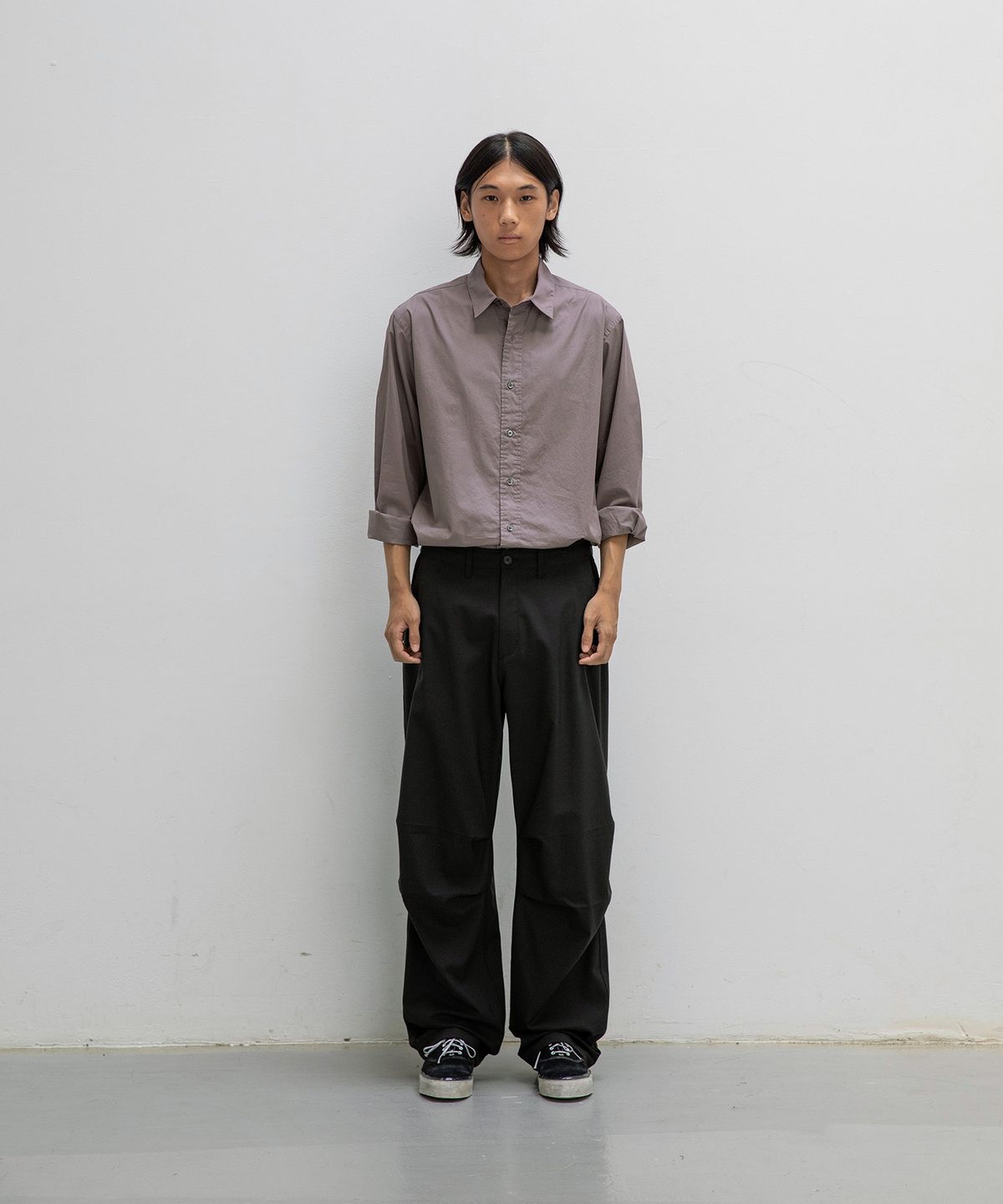 어나더 오피스(ANOTHER OFFICE) Tropical-Wool Utility Pants (Almost black)