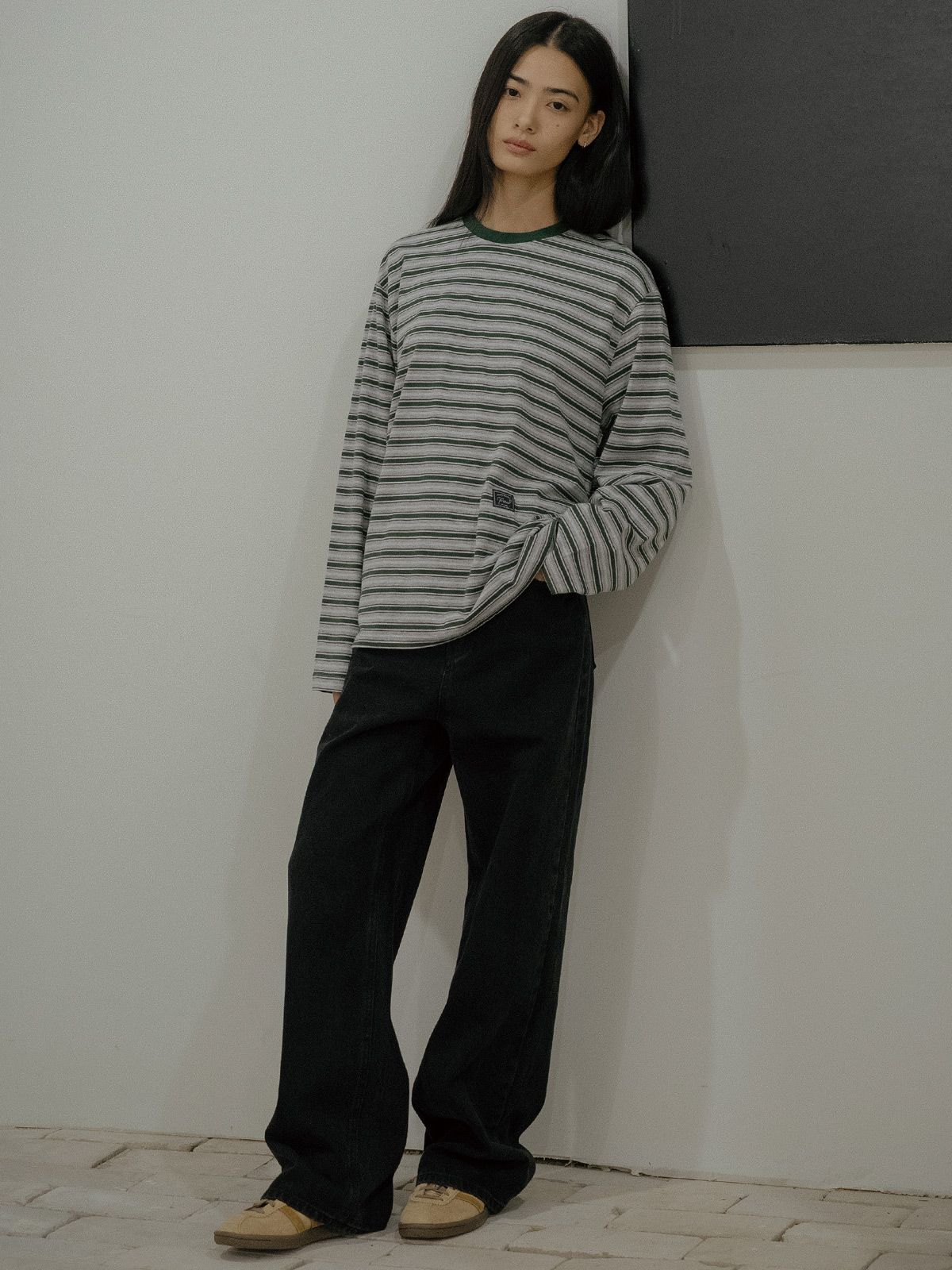 프리버07(FRIVER07) Stripe loose fit t-shirt [FRFA02LT08]_Gray