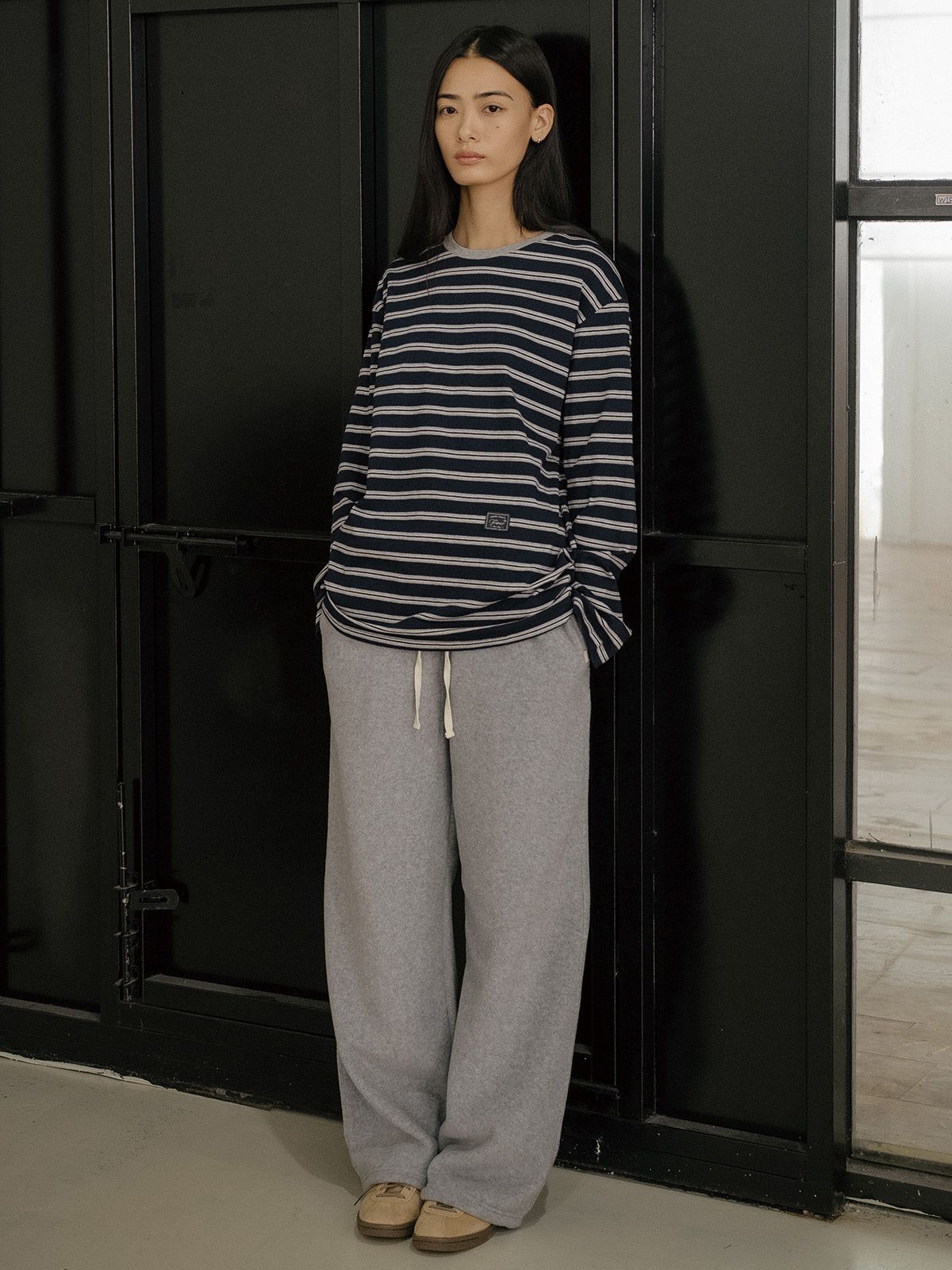 프리버07(FRIVER07) Stripe loose fit t-shirt [FRFA02LT09]_Navy