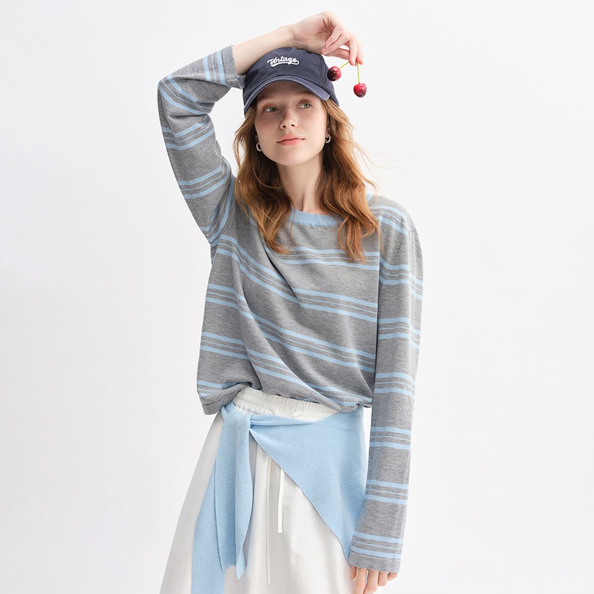 에이앤레이(AEIREI) AR_Causal stripe long sleeve top_2color