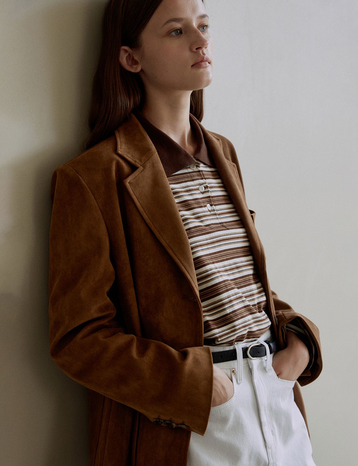 더엘로(THEELO) Suede Single Jacket (Camel)