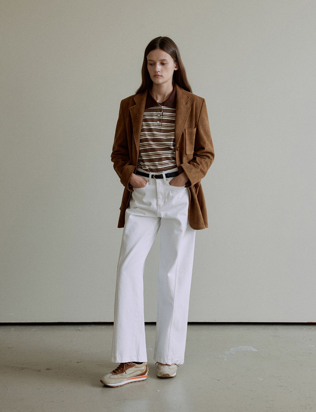 더엘로(THEELO) Suede Single Jacket (Camel)
