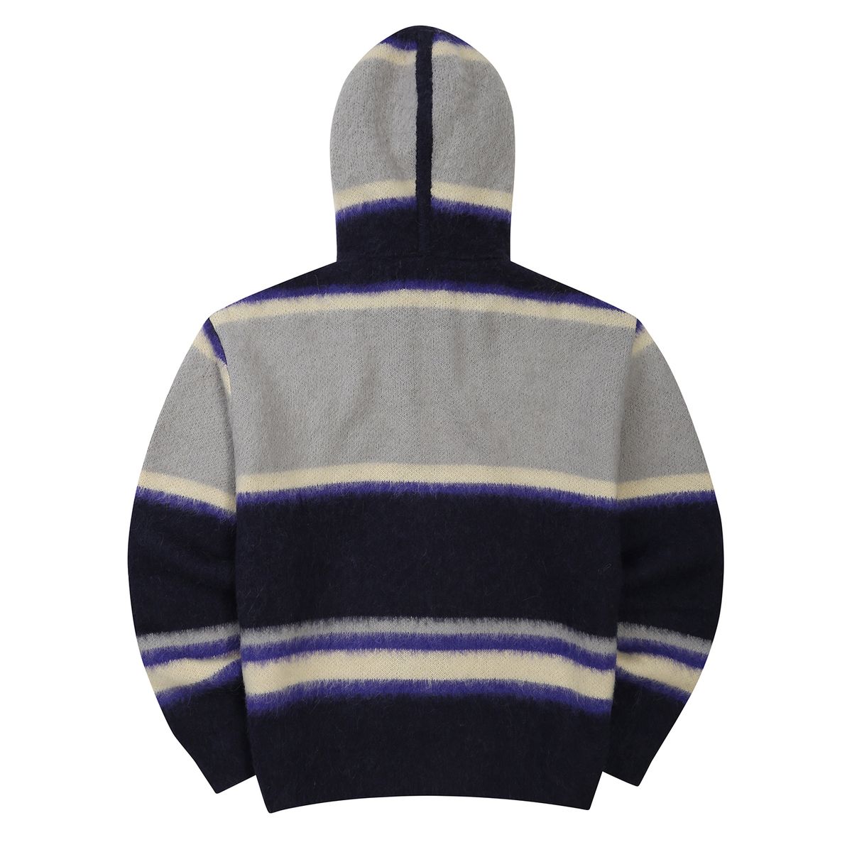 이이이알알알(EEERRR) EEERRR Stripe brushed wool knit hoodie zip-up (Navy)