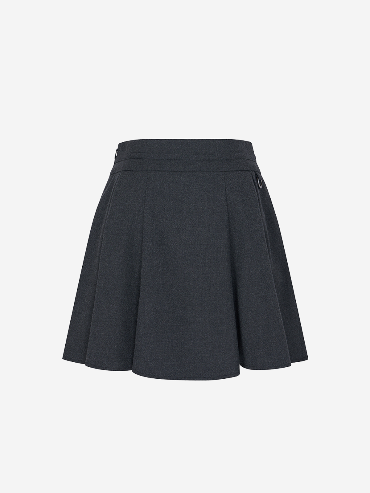 로드로아르(LORDLOAR) 메탈 로고 A라인 플리츠 스커트 CHARCOAL