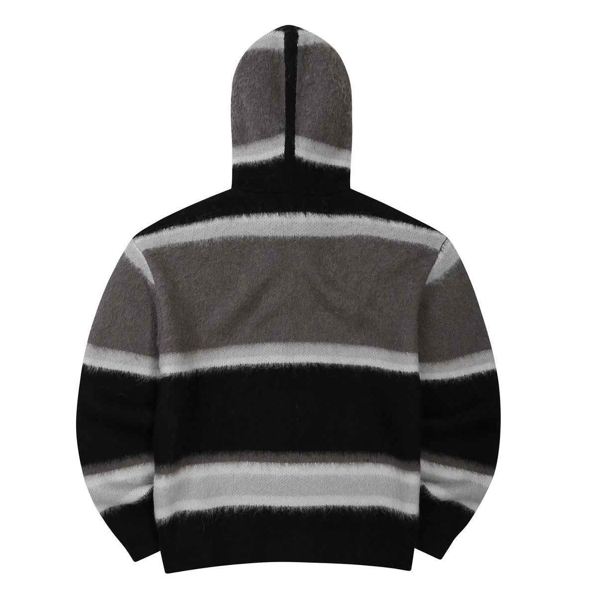 이이이알알알(EEERRR) EEERRR Stripe brushed wool knit hoodie zip-up (Black)
