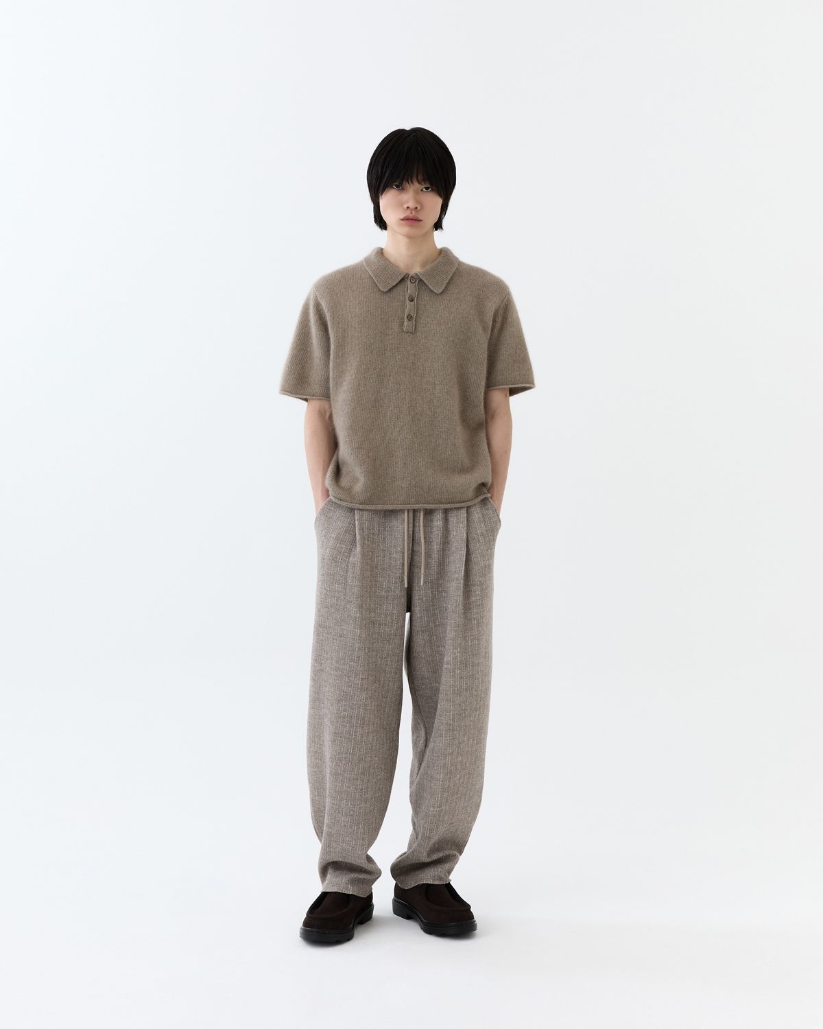 디앤드퀘스천(THEENDQUESTION) Knit tuck wide pants / BEIGE