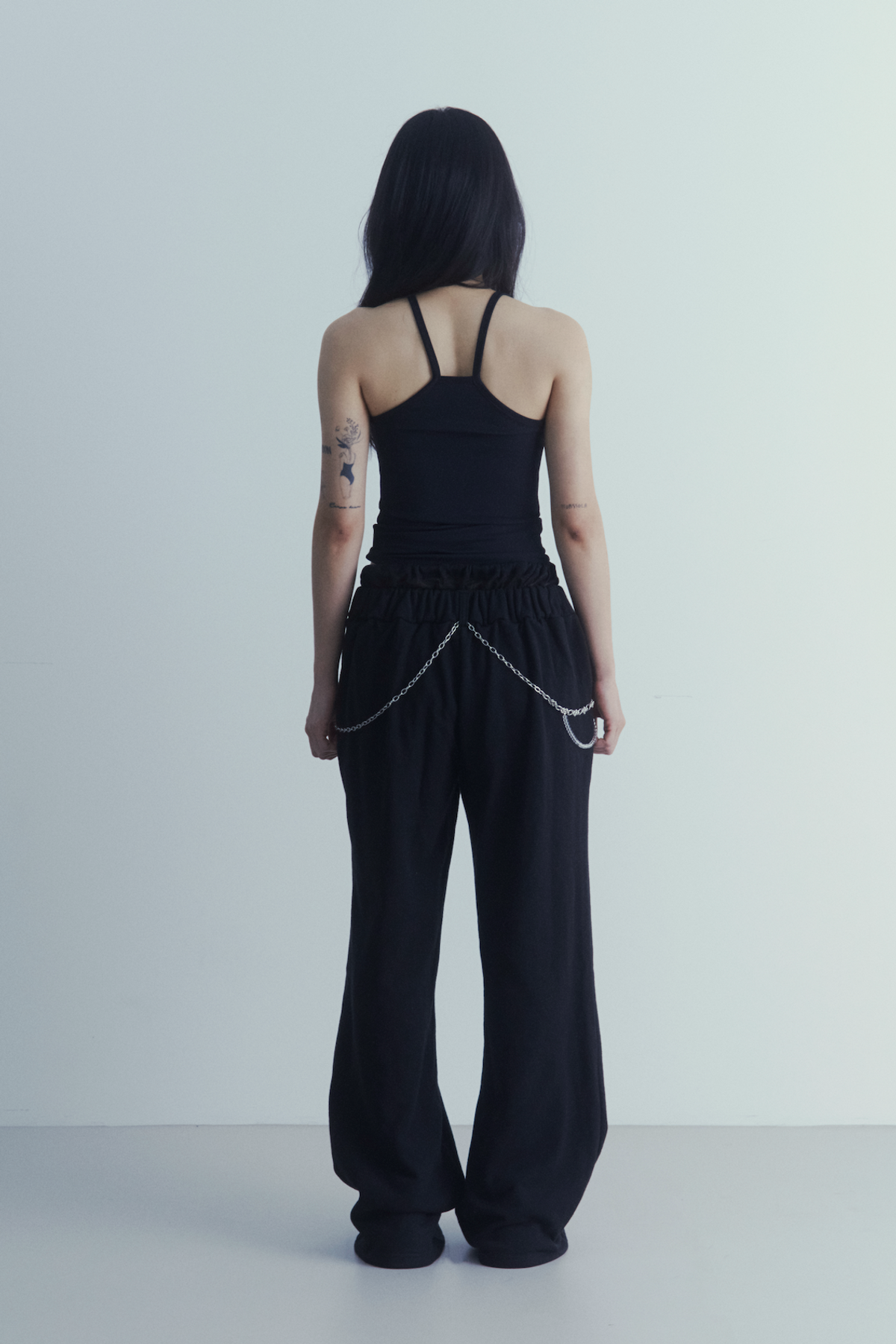 페그렉(PEG LEG) 레이어드 스웻 팬츠 블랙