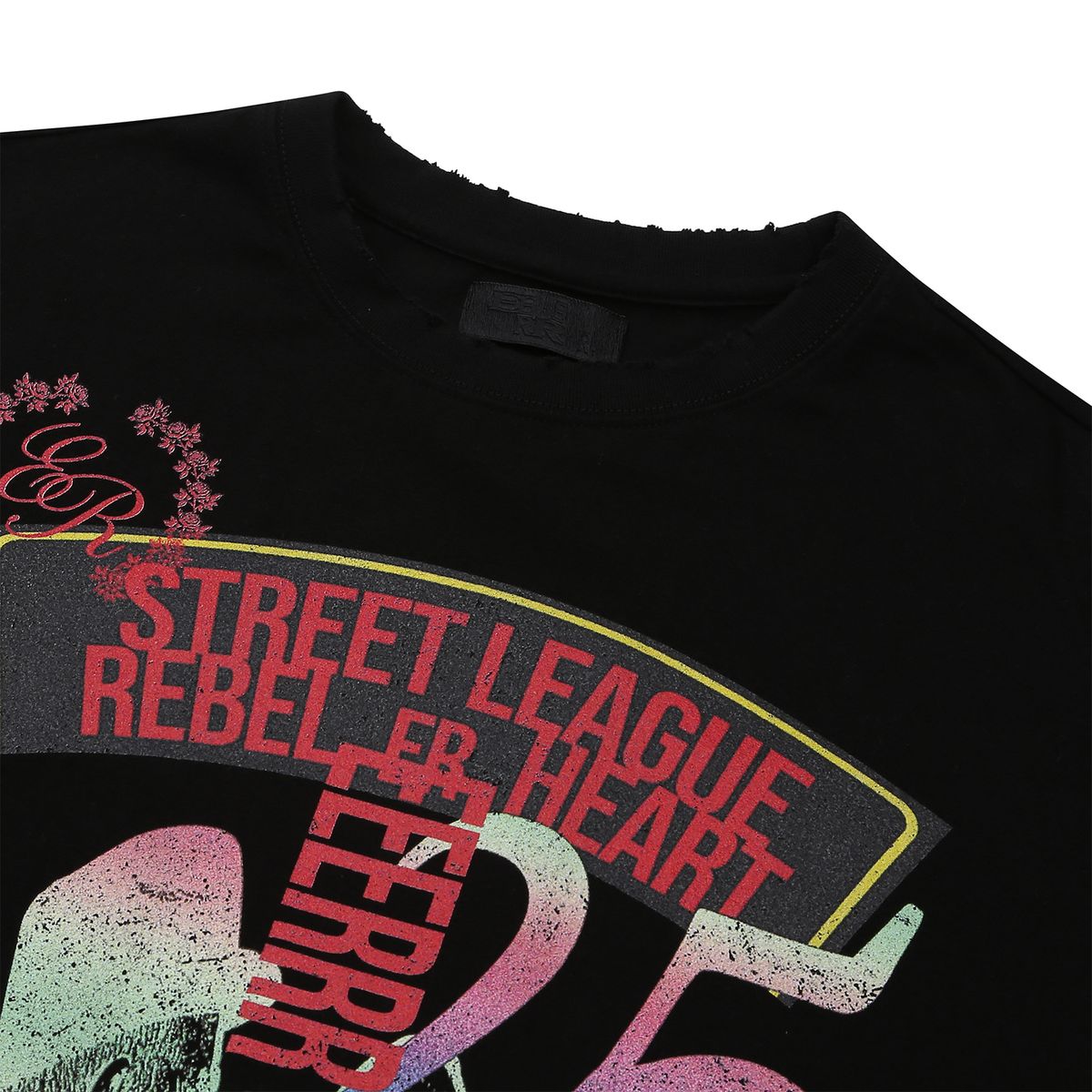 이이이알알알(EEERRR) Street league artwork damage washing over-crop fit long sleeve (Black)