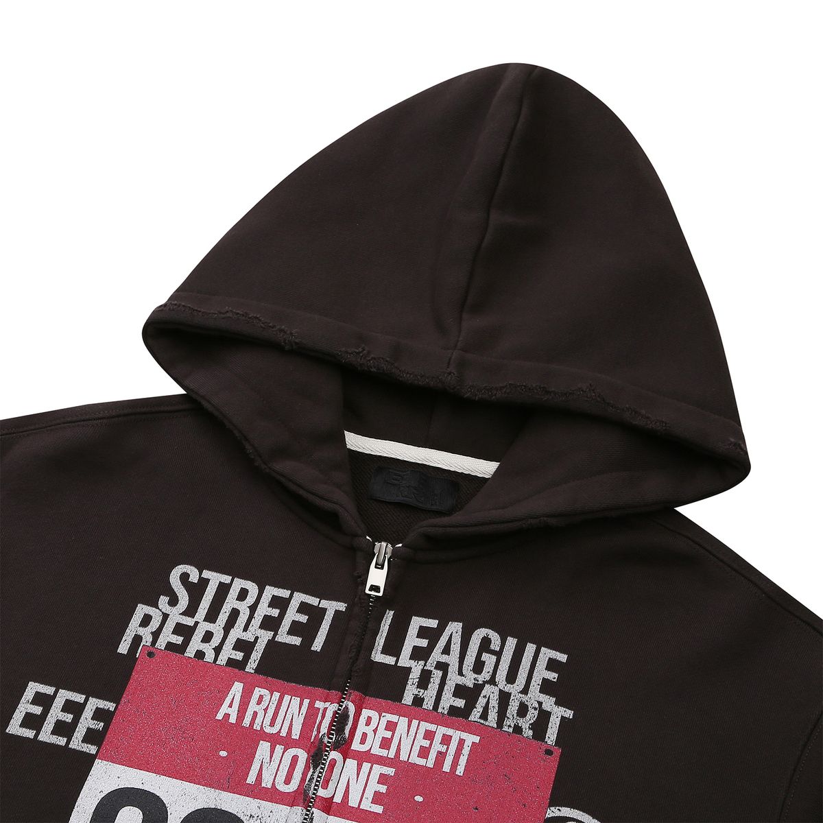 이이이알알알(EEERRR) Street league artwork damage washing hoodie zip-up (Charcoal)