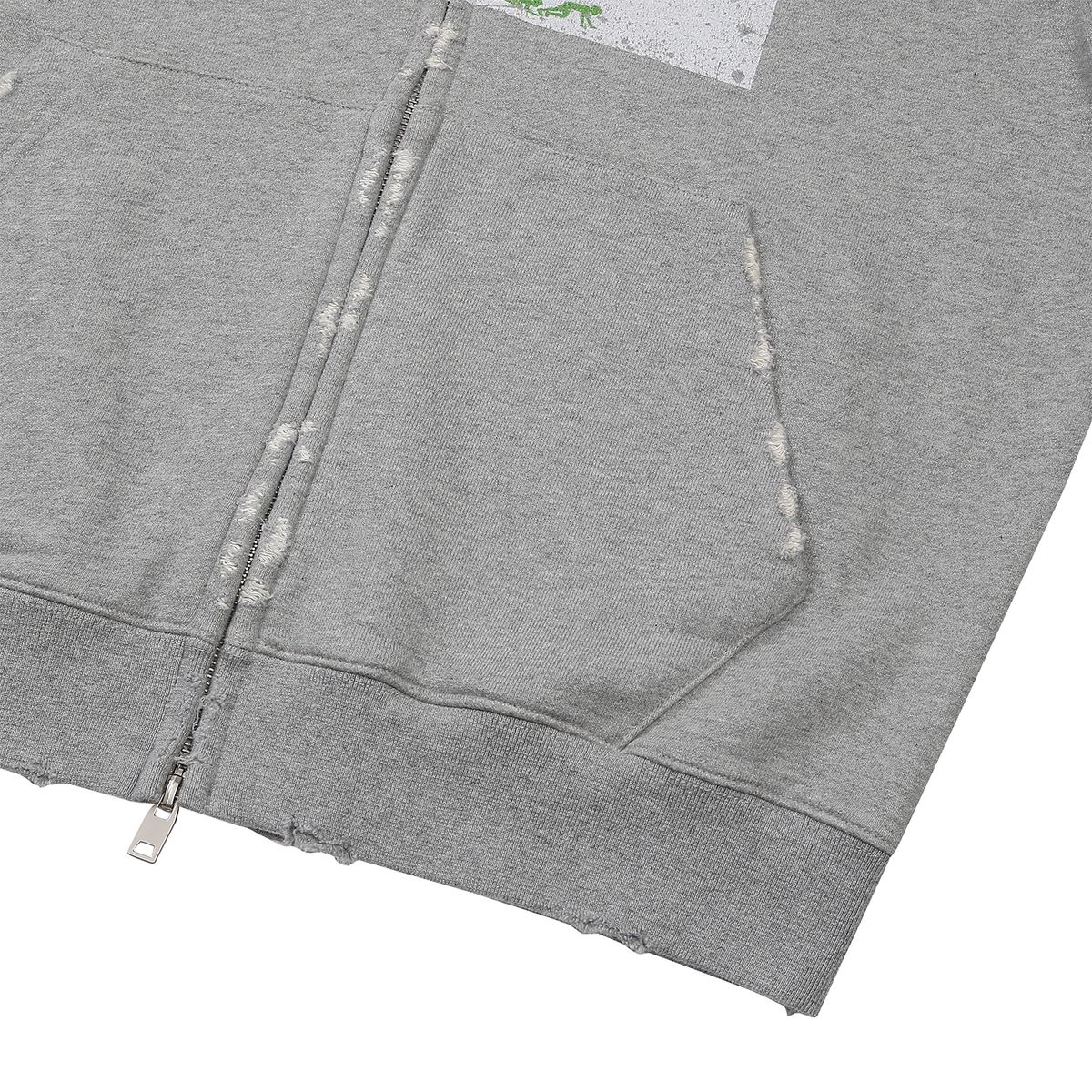 이이이알알알(EEERRR) Street league artwork damage washing hoodie zip-up (Melange)