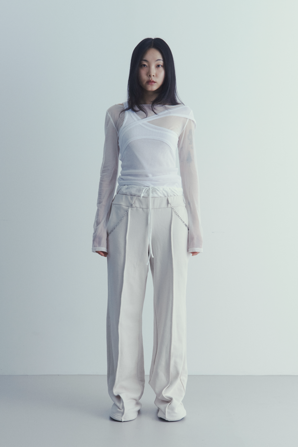 페그렉(PEG LEG) 레이어드 스웻 팬츠 아이보리