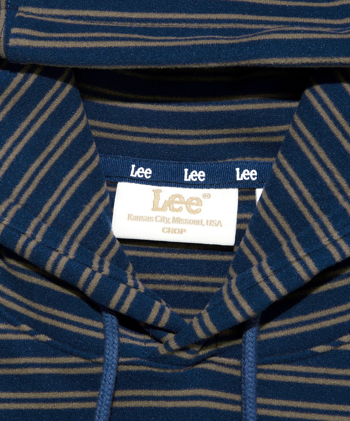 리(LEE) 우먼 후드 플리스 긴팔 티셔츠 네이비