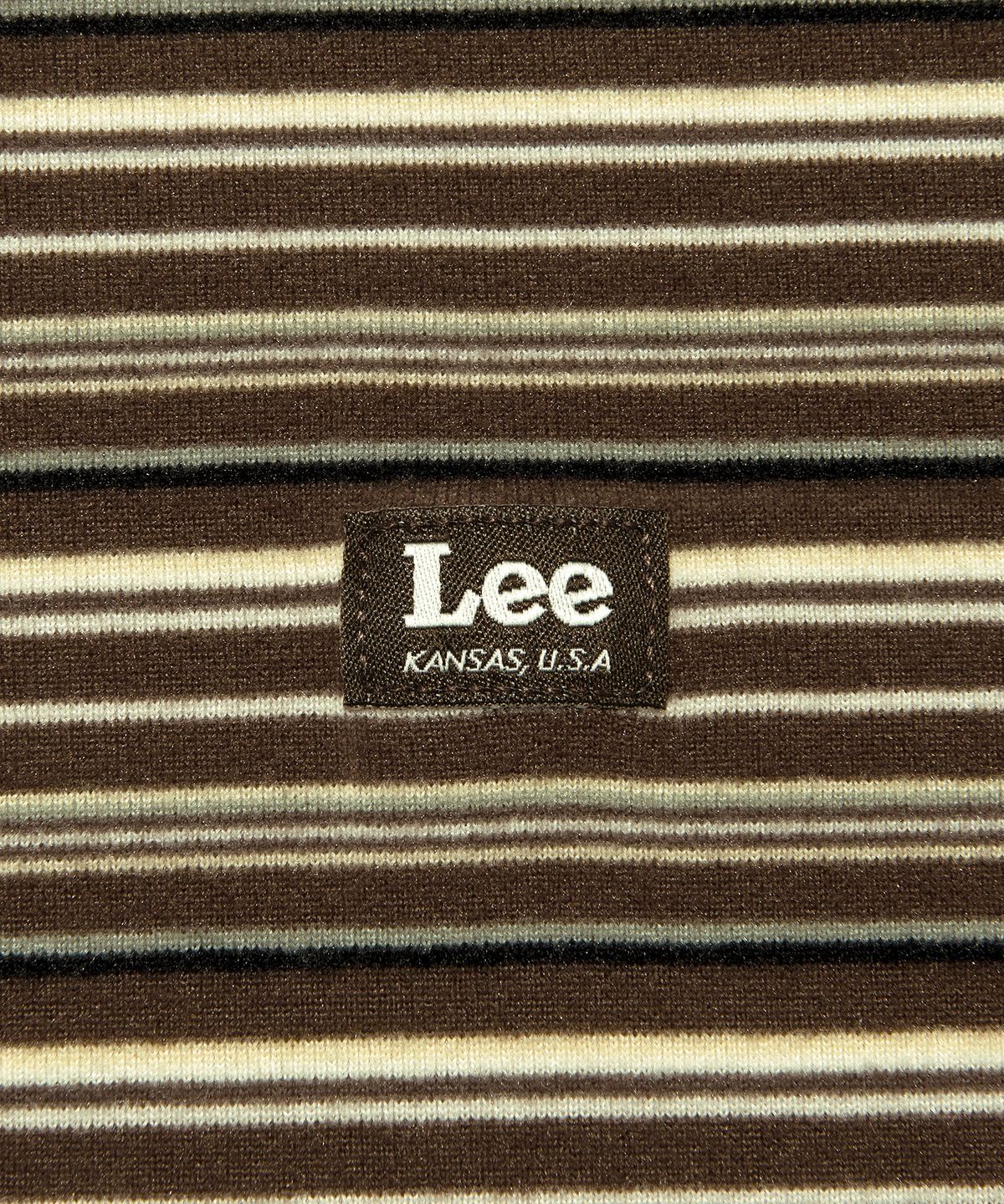 리(LEE) 소프트 플리스 스트라이프 티셔츠 브라운