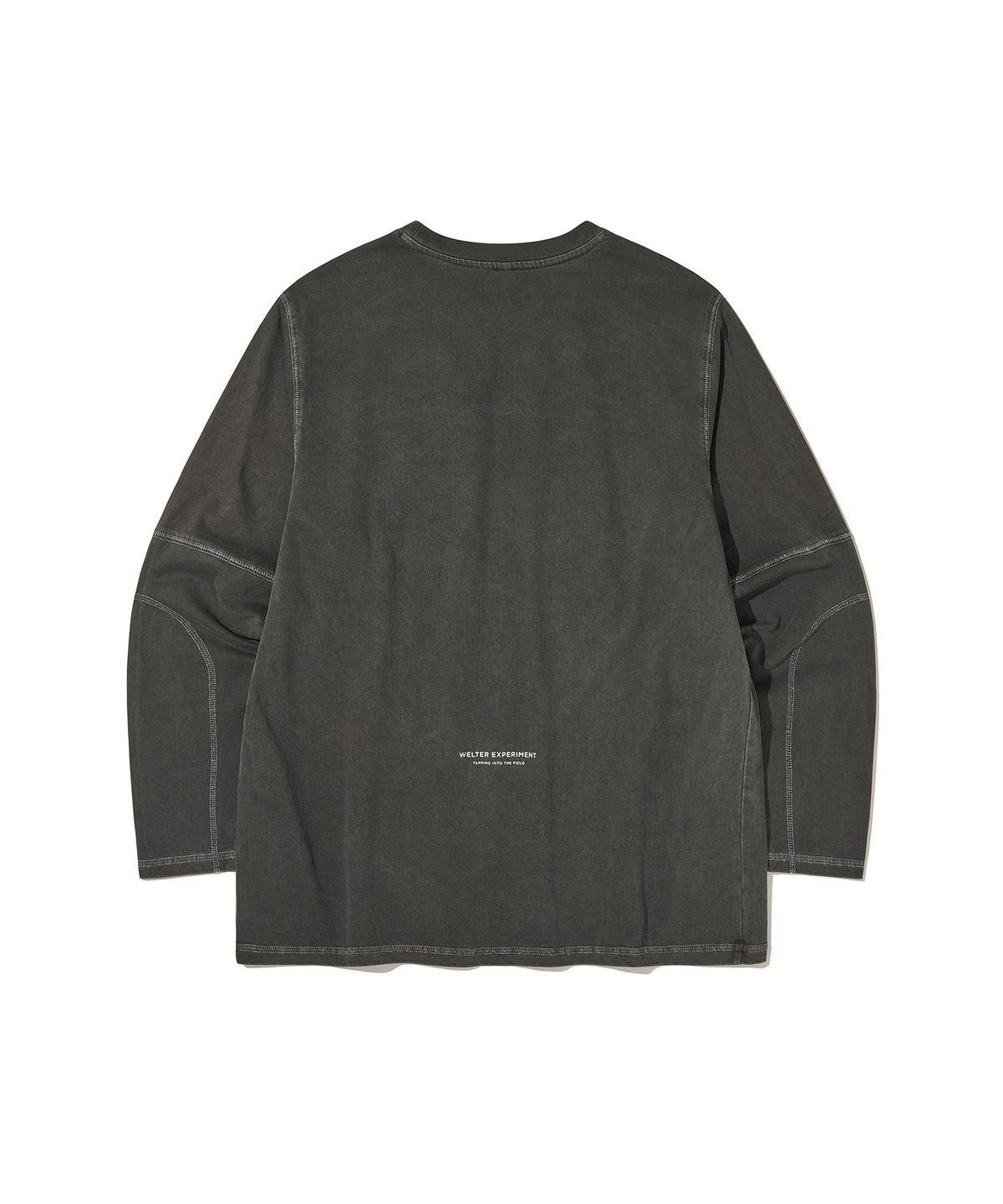 웰터 익스페리먼트(WELTER EXPERIMENT) OVERDYED TRAIL STITCH LONG SLEEVES T-SHIRT_CHARCOAL