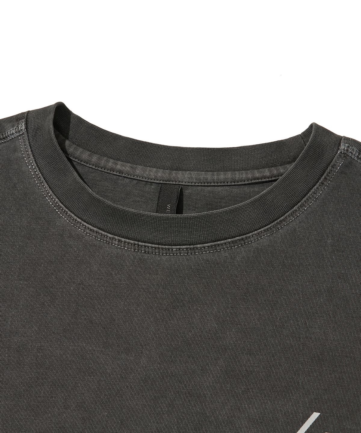 웰터 익스페리먼트(WELTER EXPERIMENT) OVERDYED TRAIL STITCH LONG SLEEVES T-SHIRT_CHARCOAL