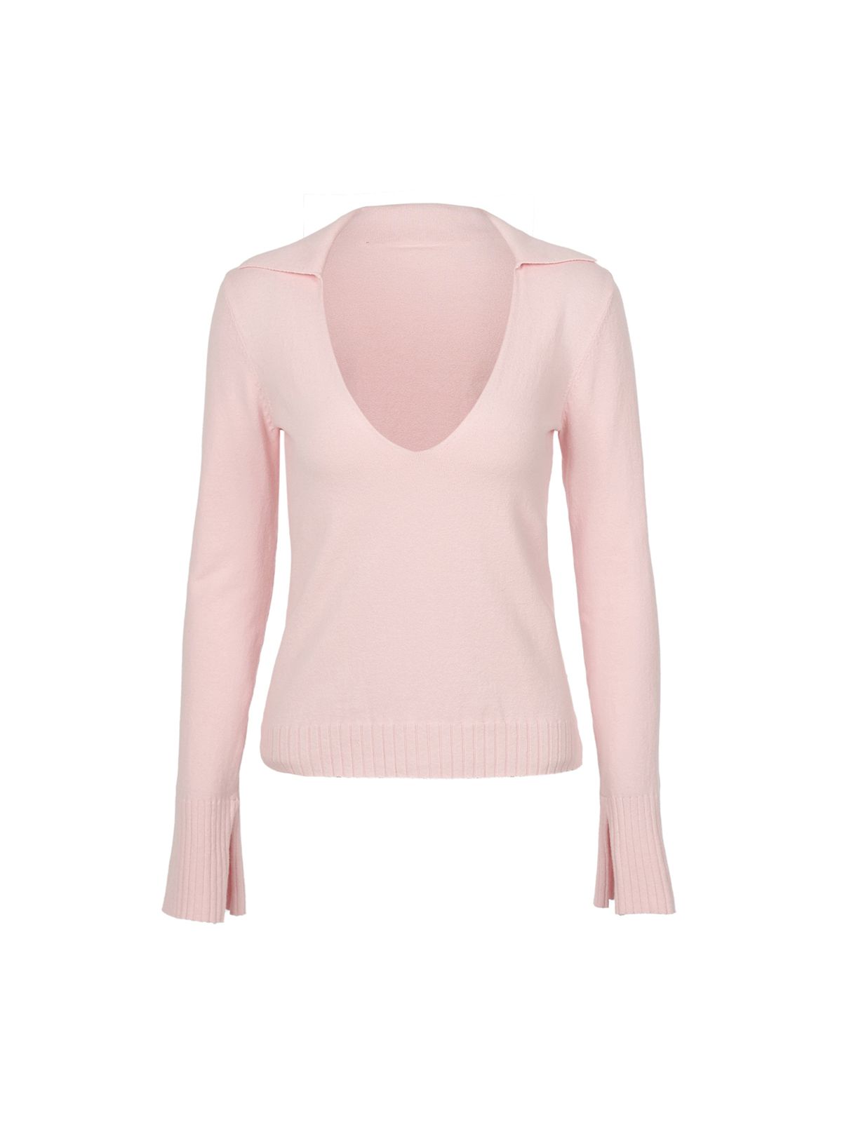 그로운 낫올드(GROWN NOTOLD) Bloom*Deep v-neck knit _ Gray / Pink