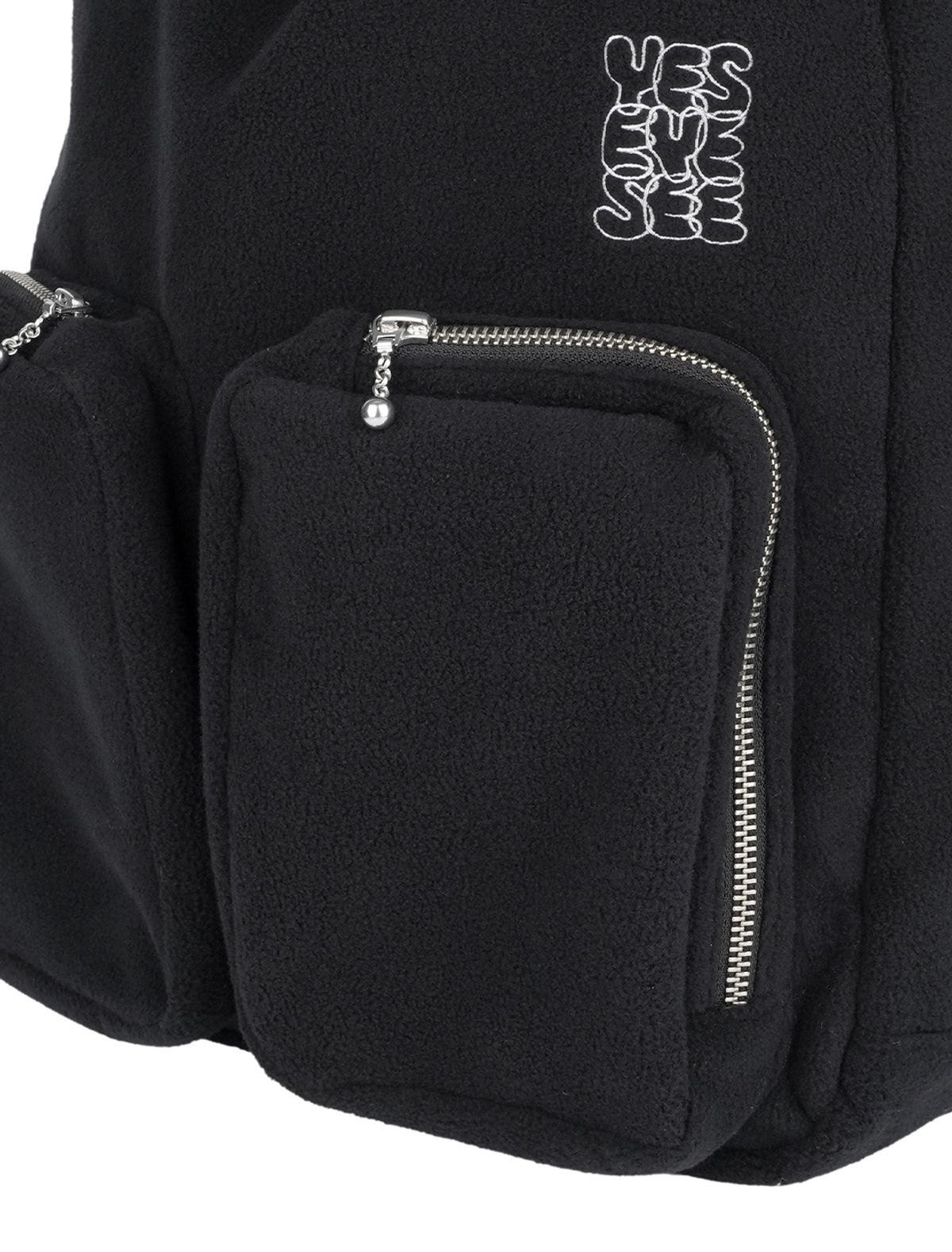 예스아이씨(YESEYESEE) Fleece Drawstring Sack Black