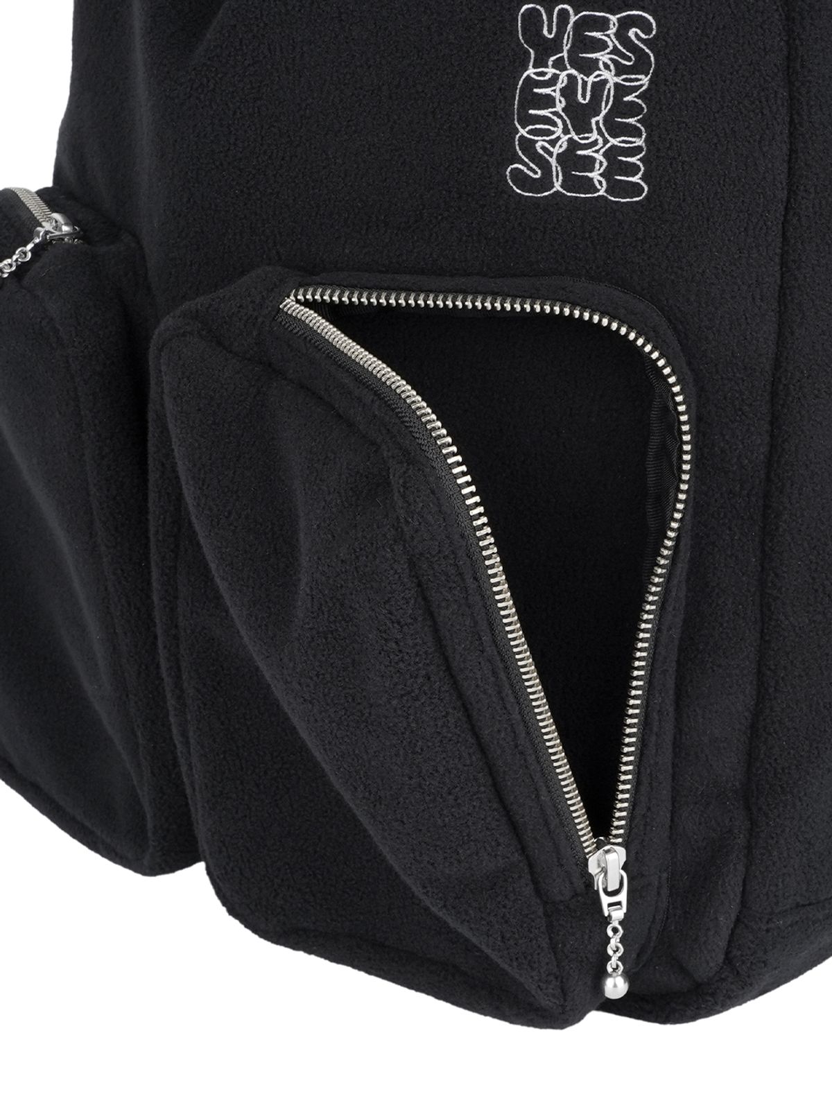 예스아이씨(YESEYESEE) Fleece Drawstring Sack Black