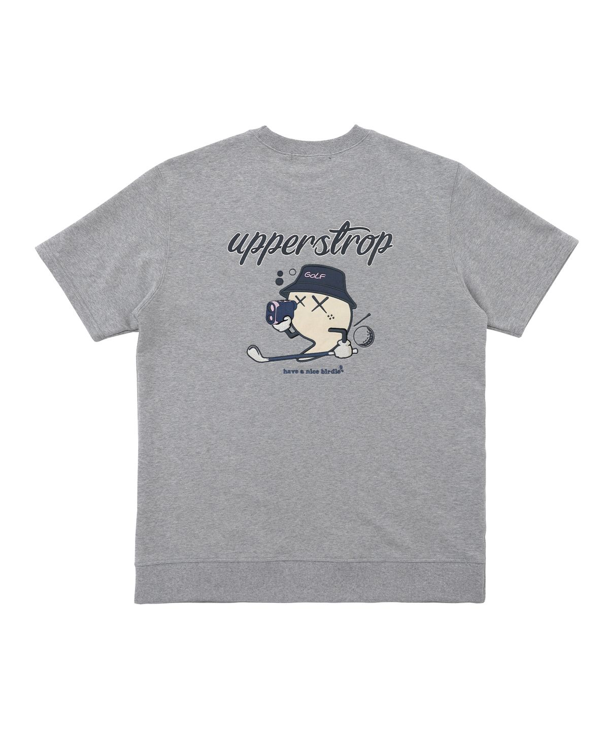 어퍼스트롭(UPPERSTROP) [UP3067] UPST GOLF 빅 로고 스웨트 반팔티셔츠 멜란지그레이