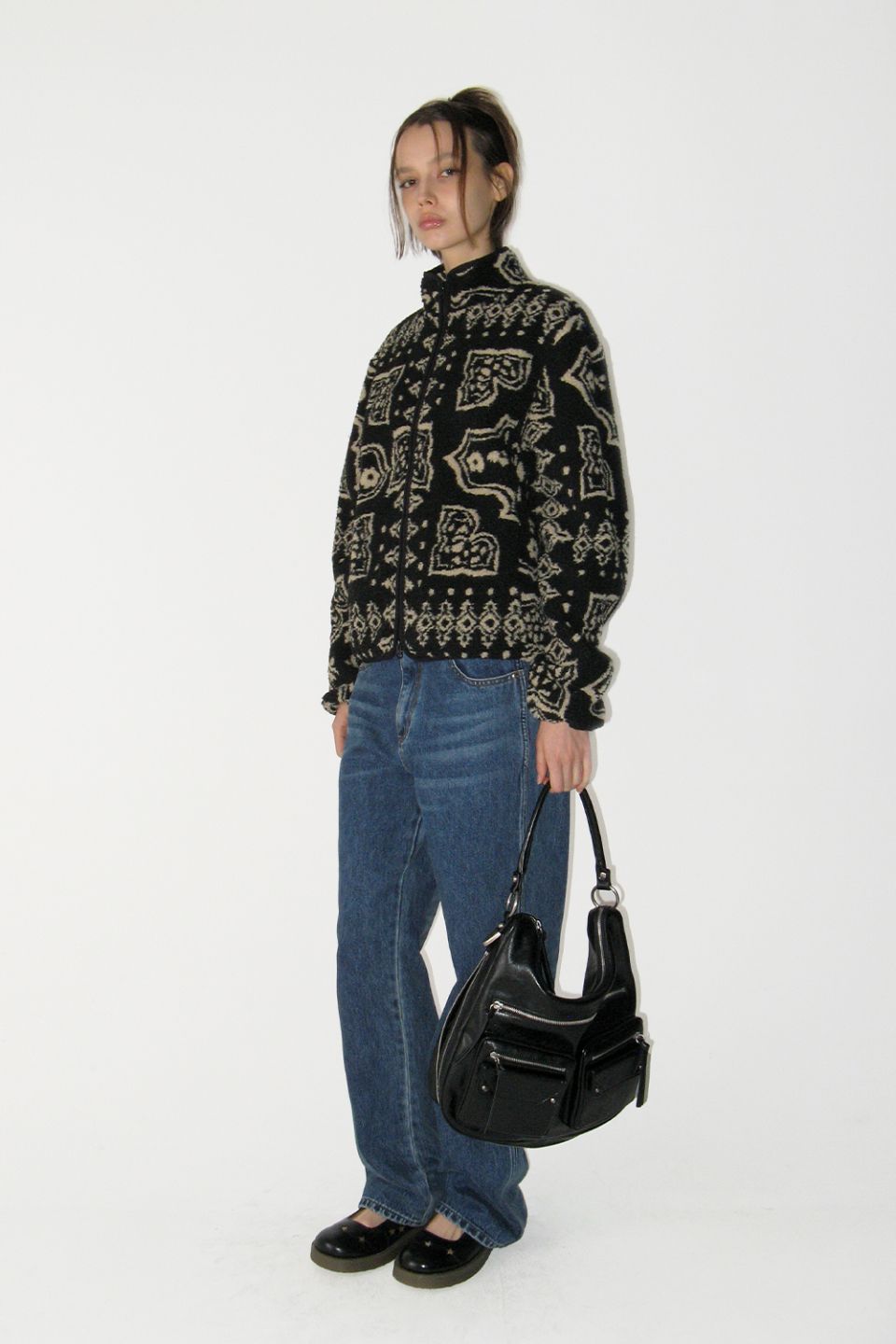 MUSINSA | SUNBURNPROJECT Double Pocket Shoulder Bag, BLACK